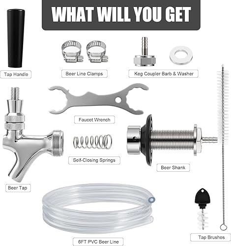 Miniatura 2 de Kit de grifo de vástago de cerveza de barril de cerveza de 3 pulgadas, vástago de grifo de cerveza de cierre automático, llave de piezas de