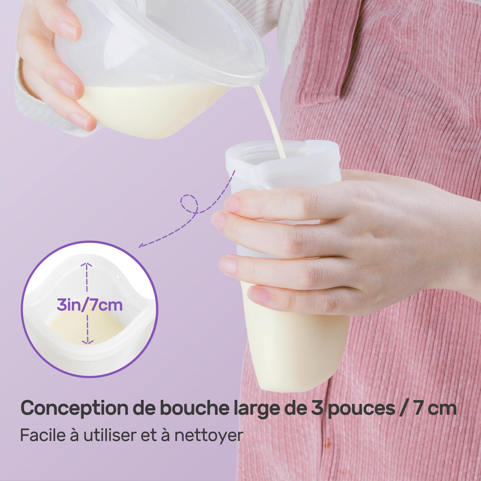 Nuliie Silicone Sachet Conservation Lait Maternelle Lot de 7, 12oz/360ml Doublement Étanches Sac Congelation Lait Maternel, Sans BPA Sacs à Lait Autoportants pour L'allaitement