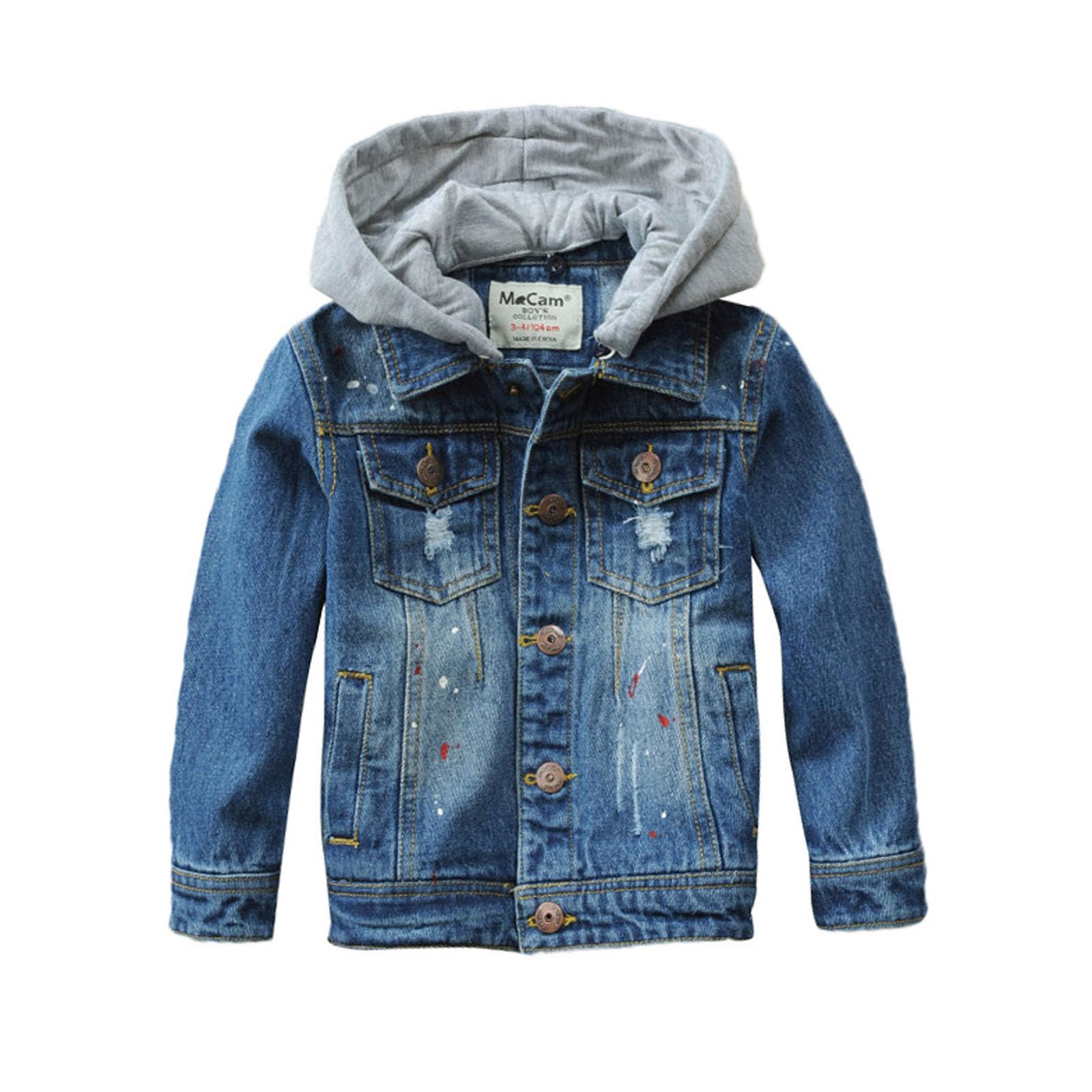 Veste en jean pour garçon avec capuche, vêtements d'extérieur classiques en tissu mélangé pour enfants et adolescents, manteau décontracté confortable
