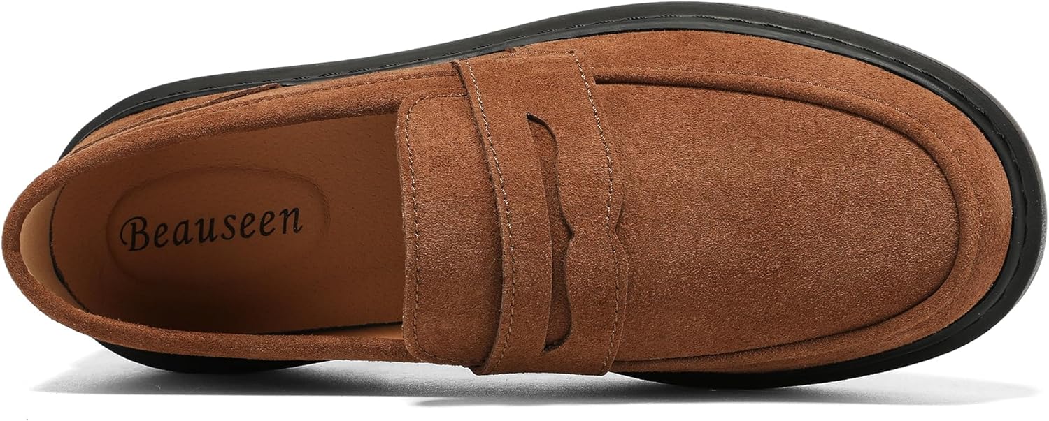 BEAUSEEN Women's Suede Penny Loafers Casual Lightweight Slip On - Comfortable Walking Shoes,Chic Flat for Work & Travel - Image 4