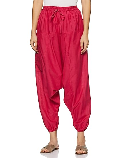 Men Women Summer Loose Baggy Hippie Boho Pure Cotton Aladdin Harem Pants High Waist Sport Pants (pink)