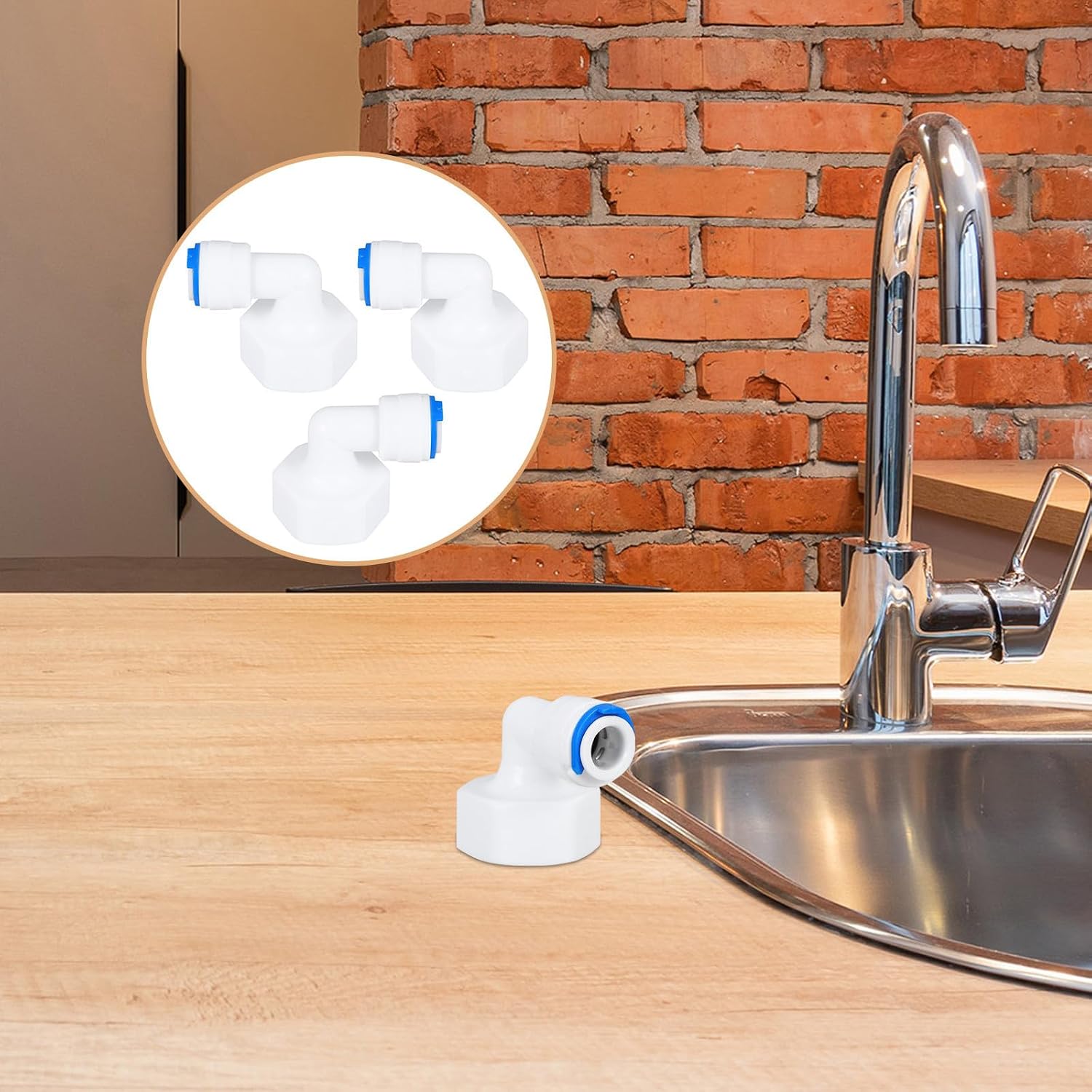 Water Pipe Interface Adapter Elbow Fittings for Reverse Osmosis System and Filter 3pcs Push-to-connect Plastic Material with Quick Connection and Easy Installation, for Schools