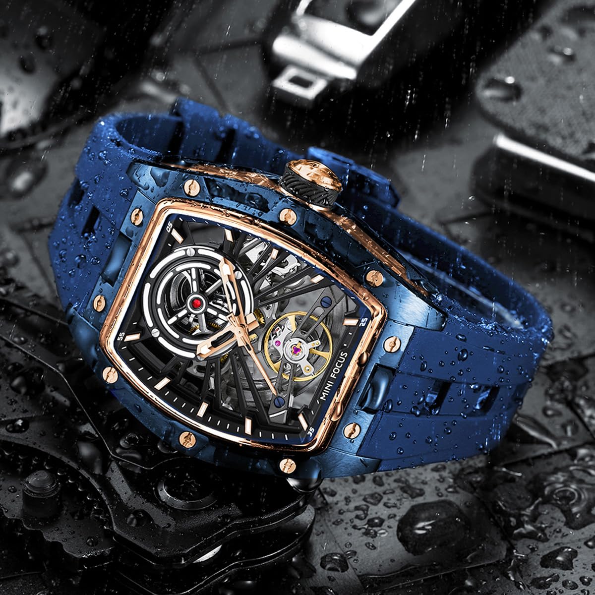 Alienwork MINI FOCUS Orologio Automatico Uomo Donna Scheletro Fondo in Vetro