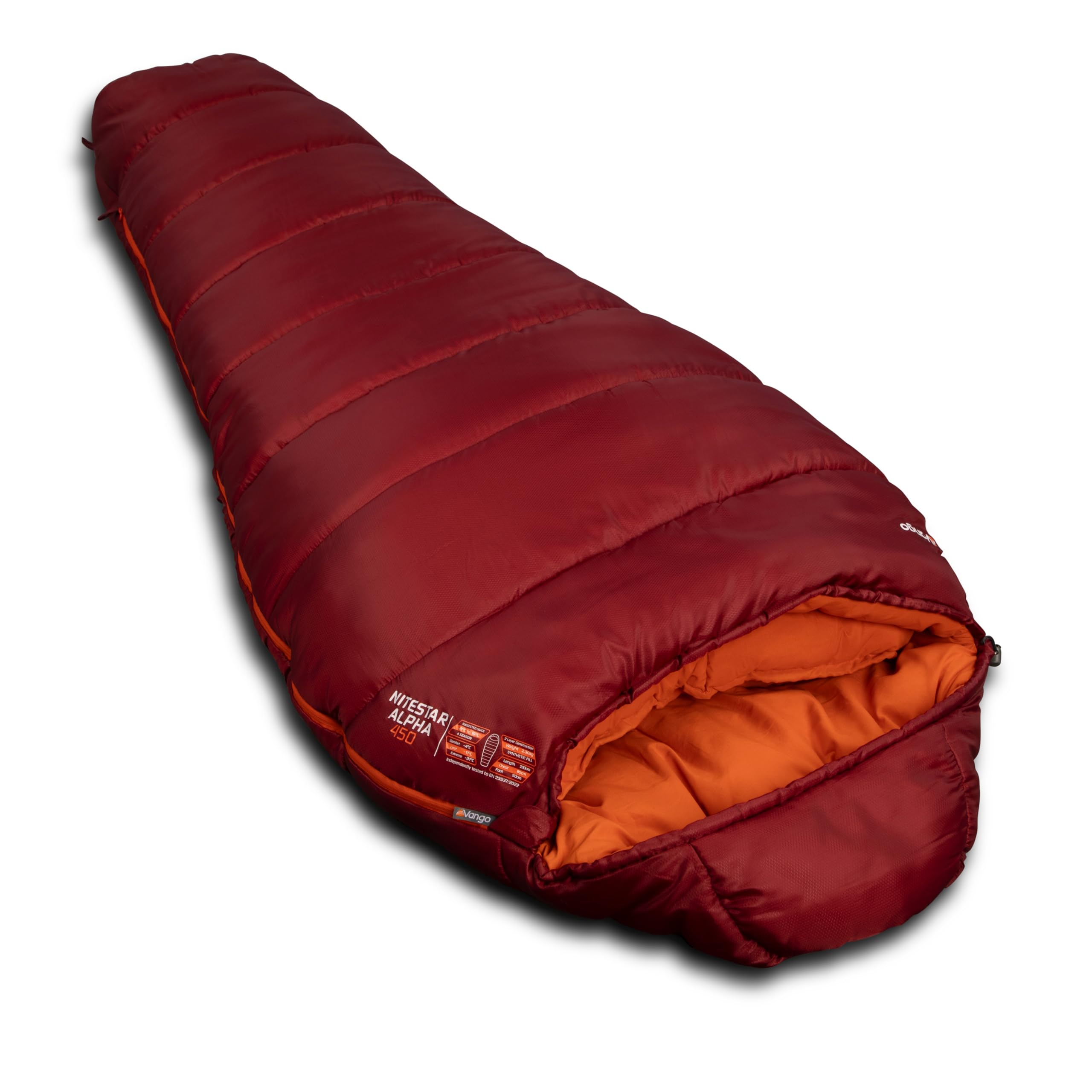 Vango Nitestar Alpha 450 Sleeping Bag - Duke of Edinburgh Recommended | Ultralight Mummy Sleeping Bag for Camping, Hiking, Outdoor, Backpacking (Winery)