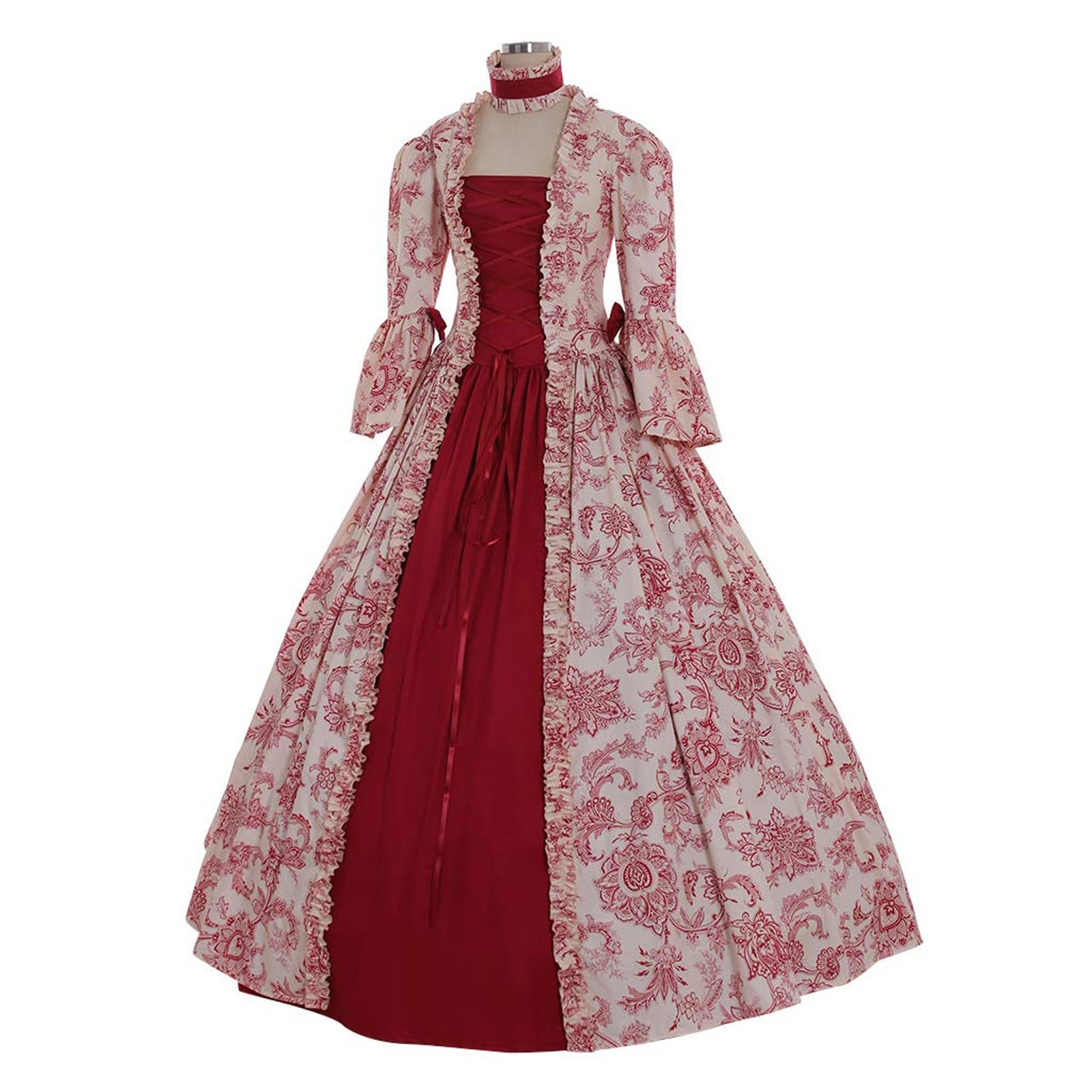 Generisch Disfraz de Halloween para mujer, disfraz de bruja, vestido de manga larga, estilo gótico, retro, vestido de media corte para mujer