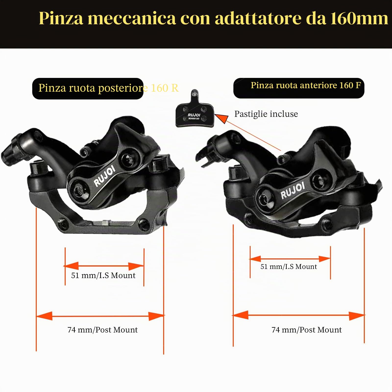Pinza freno a disco per bicicletta, pinza meccanica anteriore e posteriore in alluminio per bici da strada, mountain bike