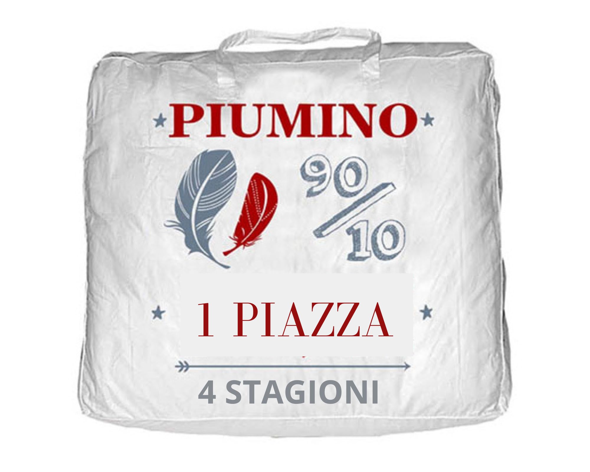 Tata Home Piumino Letto Singolo 4 Stagioni in Piuma d'Oca Piumone Doppio con Bottoni Piumino per Sacco Autunnale Invernale Misura 155x200 cm Colore Bianco
