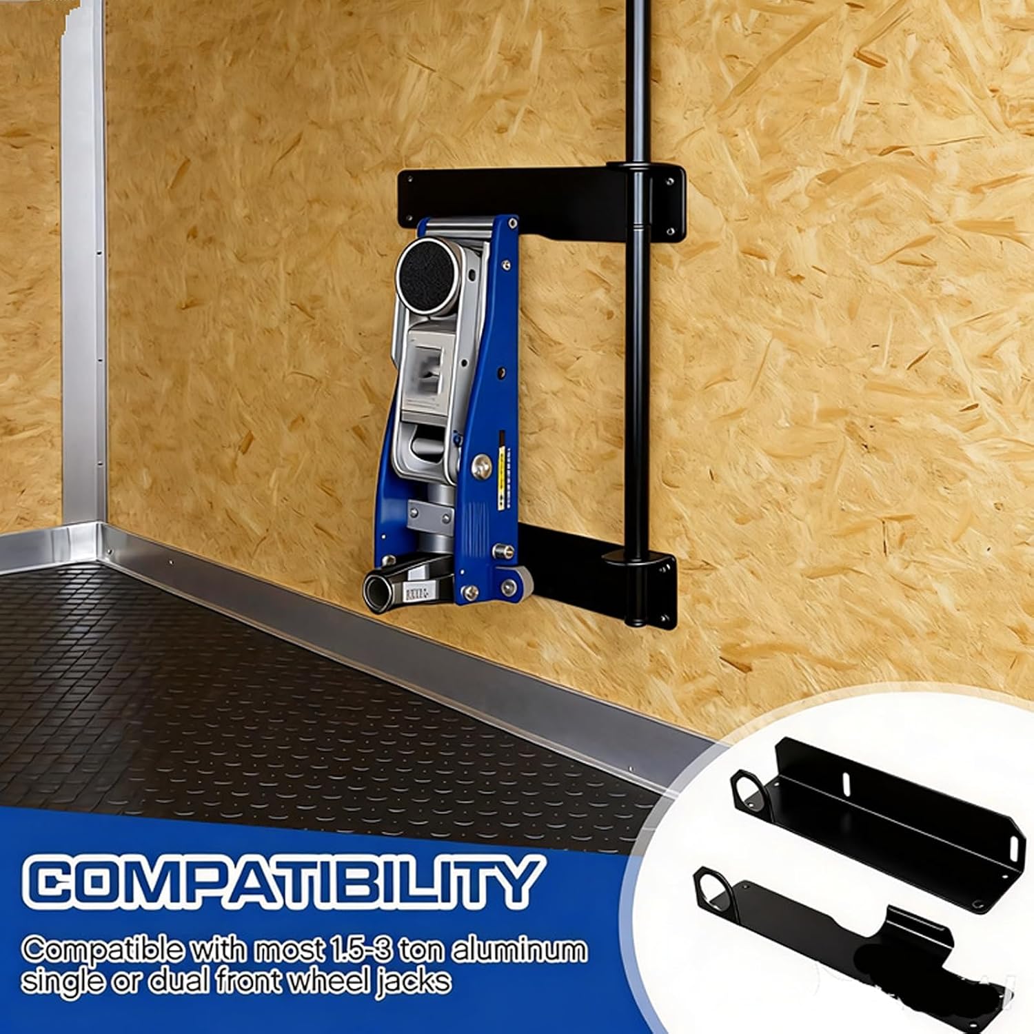Wall Mount Bracket for Floor Jacob Storage Features Locking Mechanism Security Vertical Mounting in Workshops Otherwise Trailers Locking Mechanism