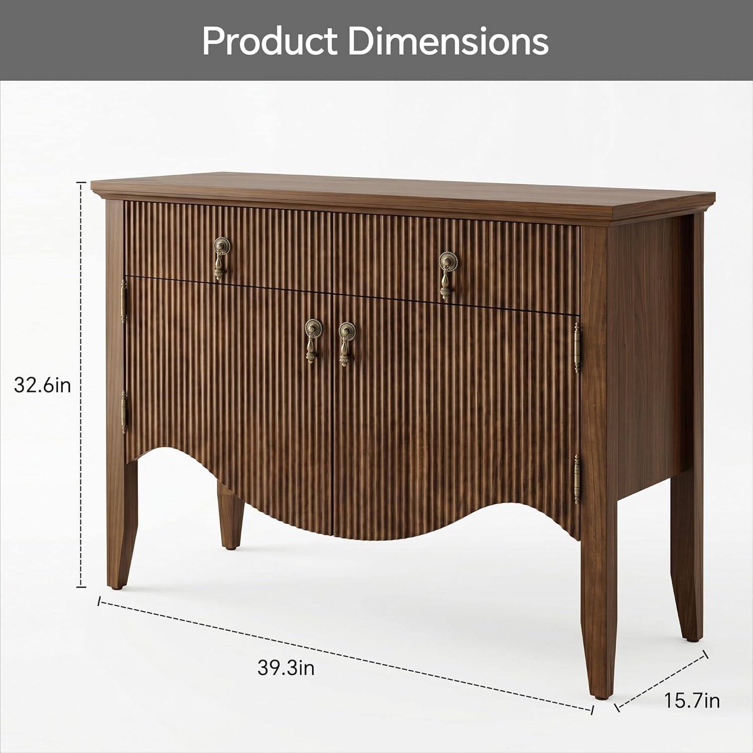 FUSUNBAO 40" Retro Buffet Cabinet with Storage, Fluted Sideboard Credenza with Drawer, Accent Bar Cabinet for Living Room Furniture, Coffee Bar or Entryway, Dining Room, Walnut
