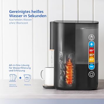 Philips 6100 Reverse Osmosis Water Dispenser: Hot Purified Water in Seconds 5-in-1 Reverse Osmosis Filter Reduces >110 Pollutants 3:1 Pure Waste Water UV-C Protection No Installation 2000L