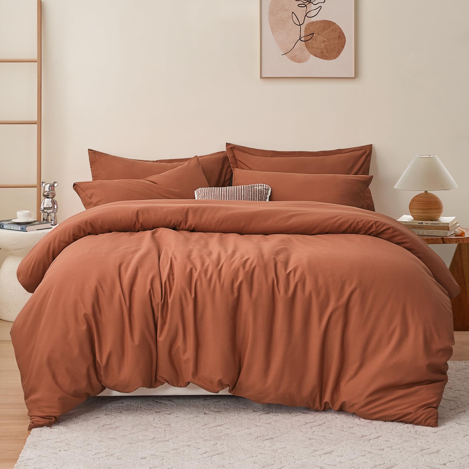 RUIKASI Rust Orange Super King Duvet Cover Sets Bedding Set - Terracotta Duvet Set Superking Bed Set with Zip, Soft Brushed Microfibre Super King Size Quilt Cover with 2 Pillowcases โ image 1