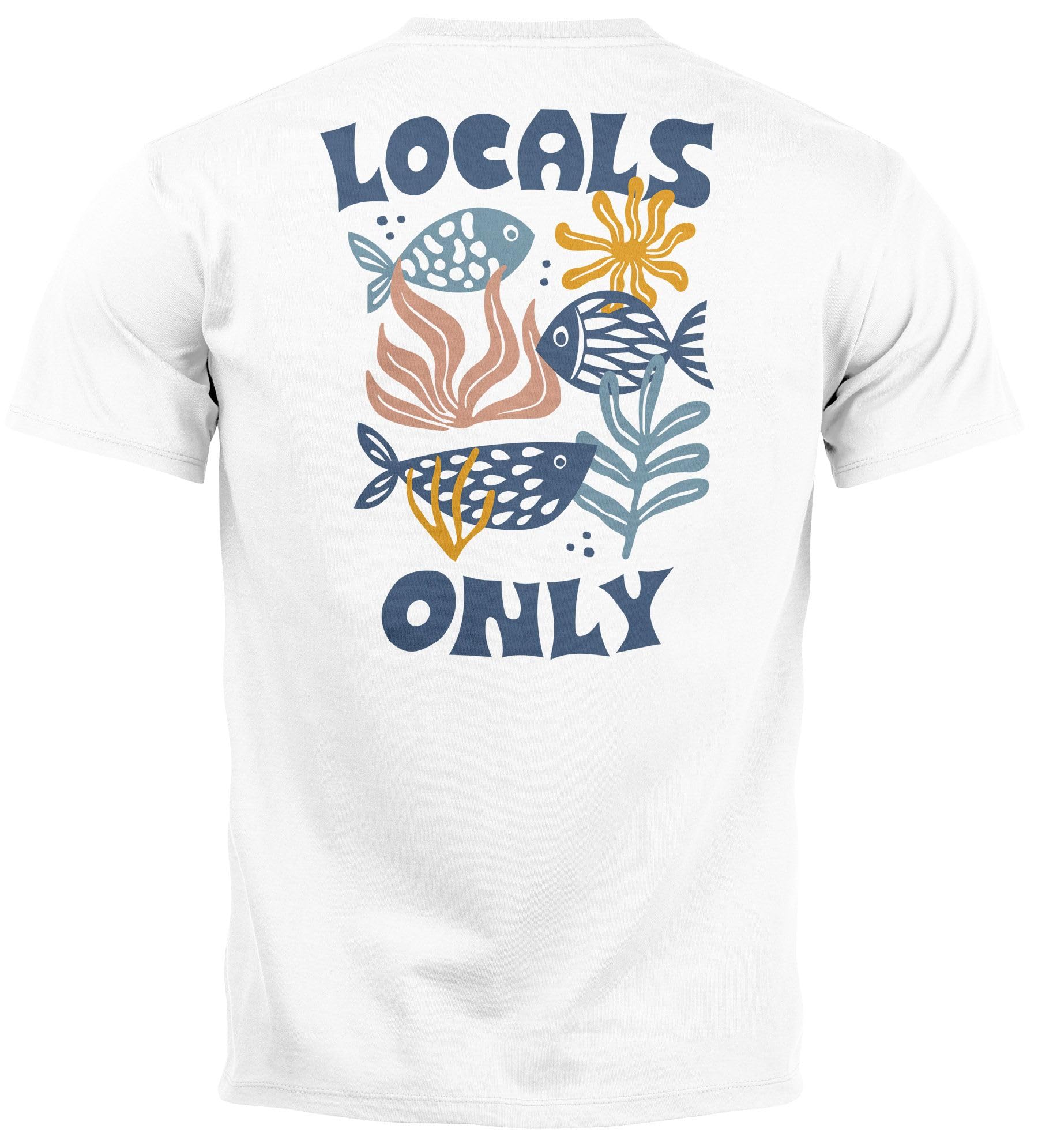 Neverless Herren T-Shirt Maritim Meer Fische Aufdruck Sommer Fashion Locals Only
