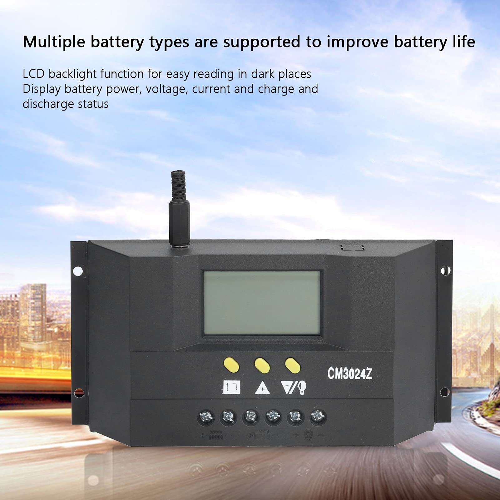Regolatore di Carica Solare CM3024Z 30A - Regolatore di Carica LCD PWM Regolatore fotovoltaico