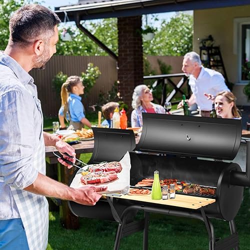 Miniatura 3 de Giantex - Parrilla de carbón para exteriores, terrazas y patios, asador con chimenea para cocinar carne