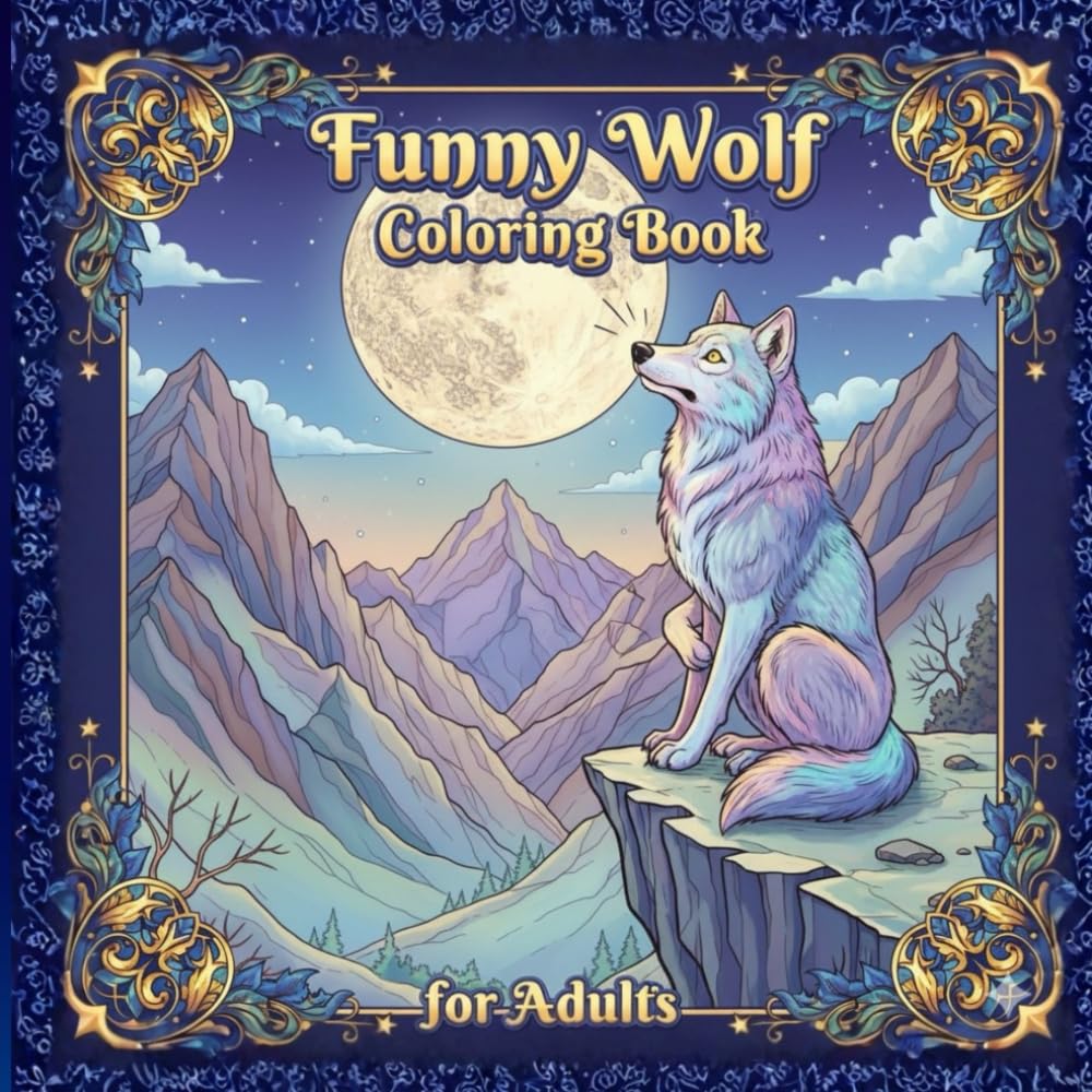 Funny Wolf Coloring Book for Adults: A Whimsical Adult Coloring Book for Stress Relief, Featuring Silly Wolves, Intricate Nature Patterns, and Positive Vibes for Mindful Relaxation