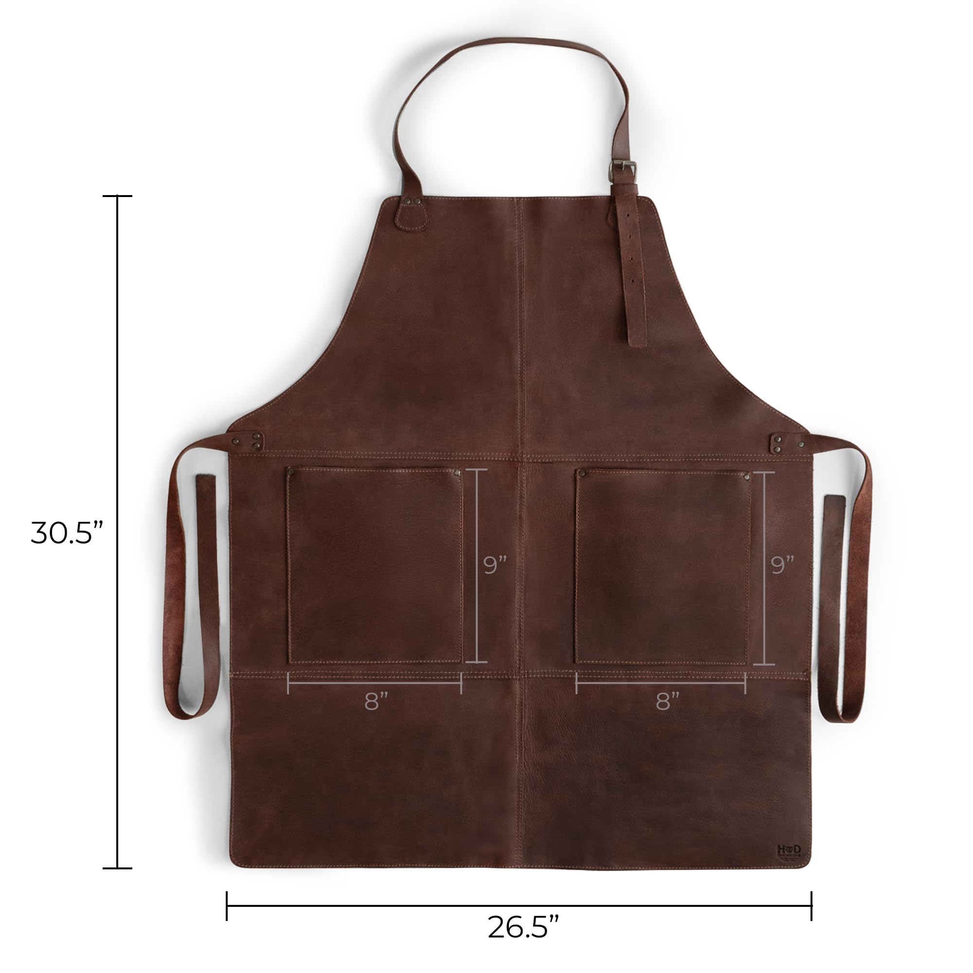 Hide & Drink, Delantal de cuero duradero, bolsillos ajustables para herramientas, carnicero, carpintero, herrero, uso pesado, hecho a mano, marrón bourbon, talla única