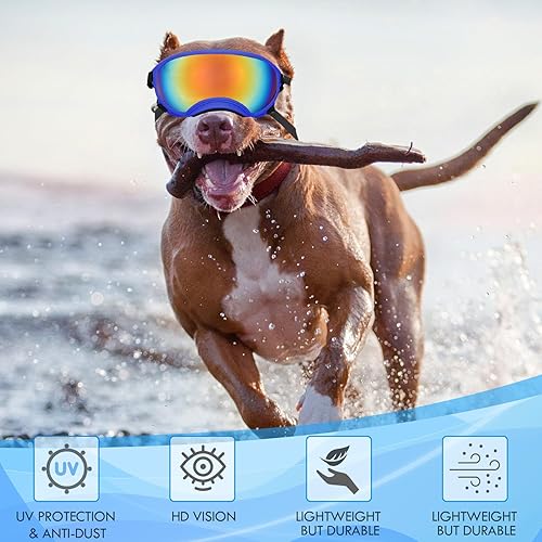 Miniatura 3 de Gafas de sol grandes para perros, gafas para mascotas, con correa ajustable, gafas para perros medianos y grandes, para natación, patinaje, a prueba