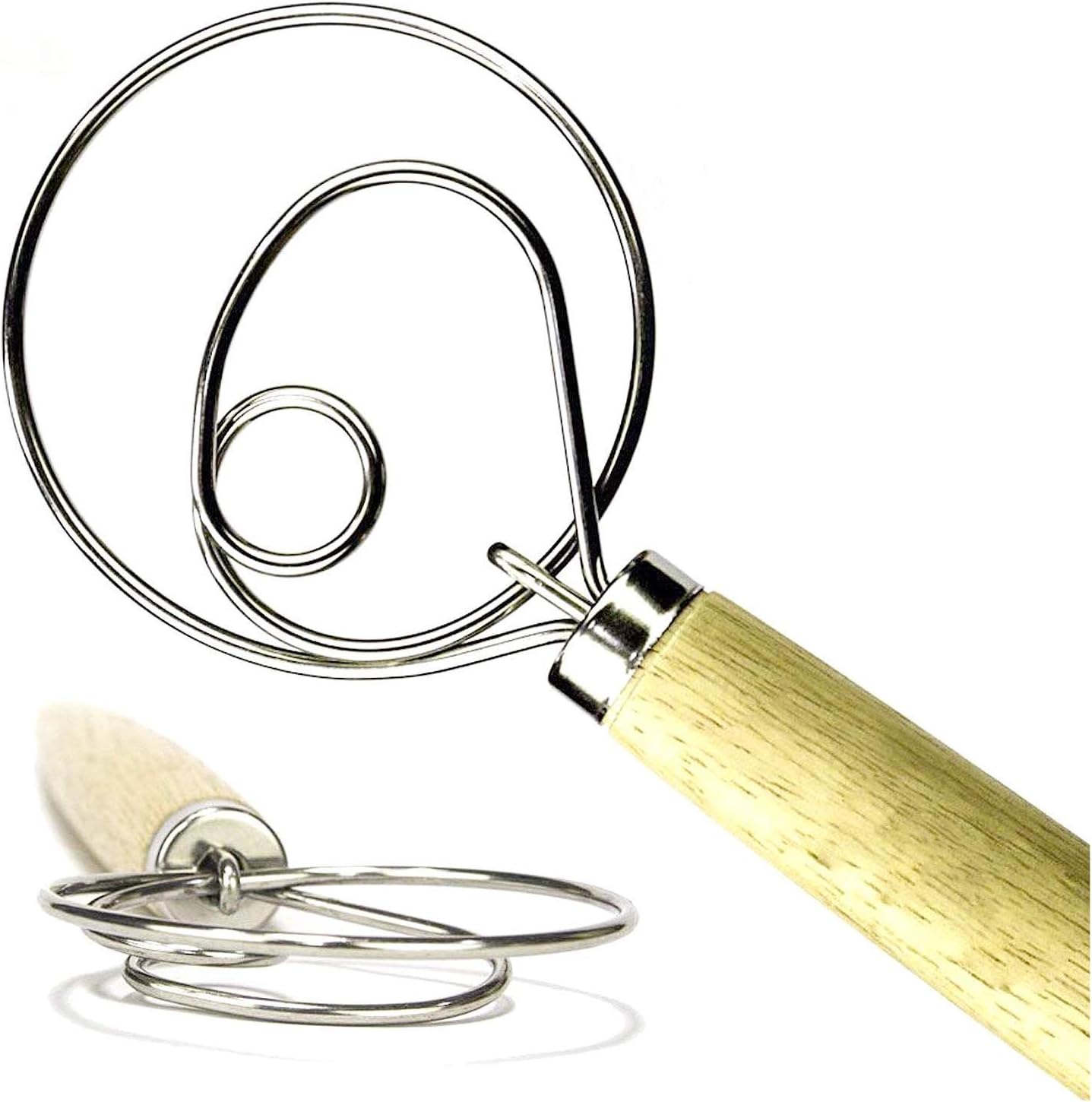 Zulay Danish Dough Whisk Large Hand Mixer Large 13” Stainless Steel