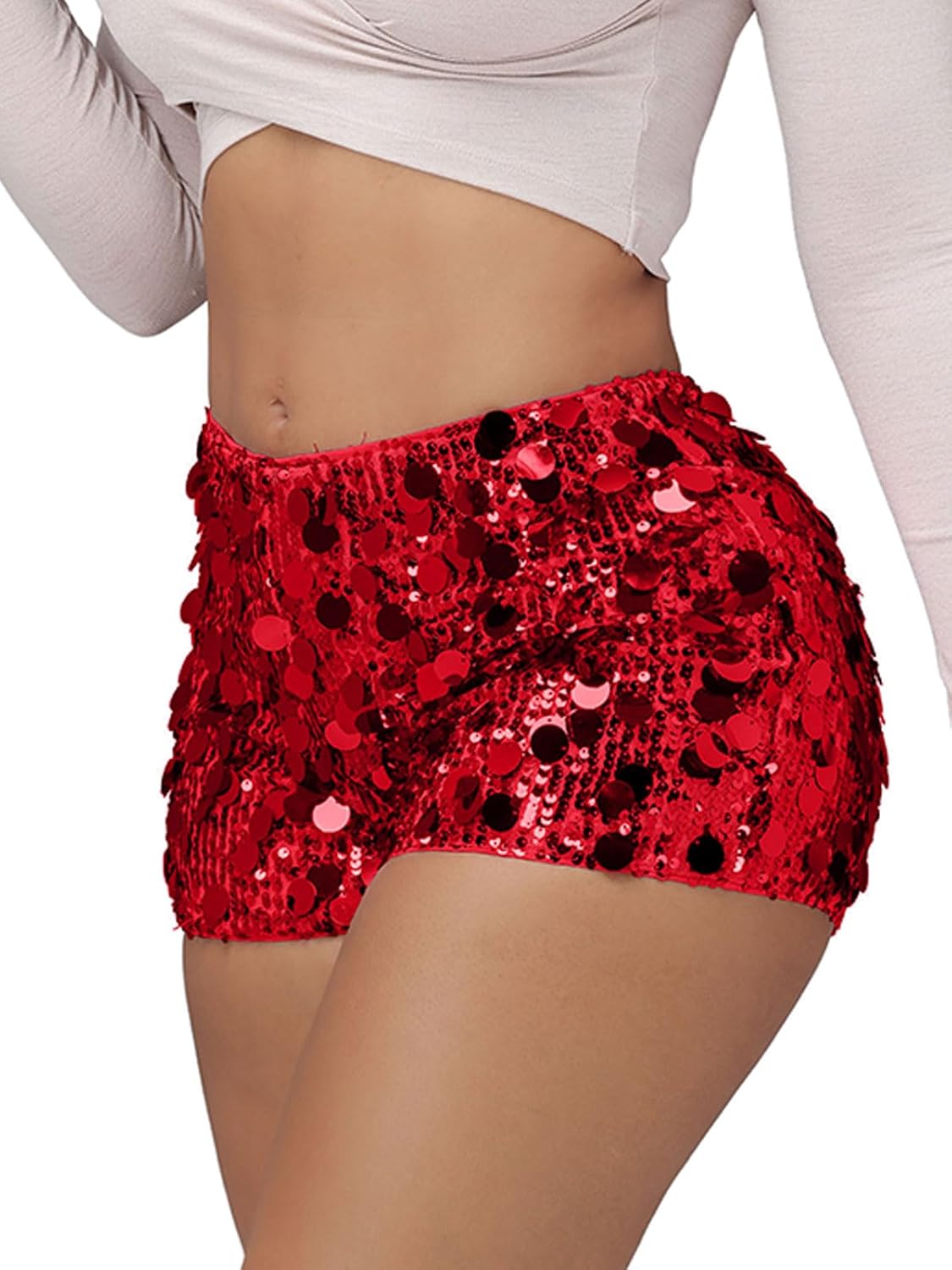 Women's Sequin High Waist Shorts Sparkly Clubwear Hot Pants for Festival, Party, Dance - Image 5