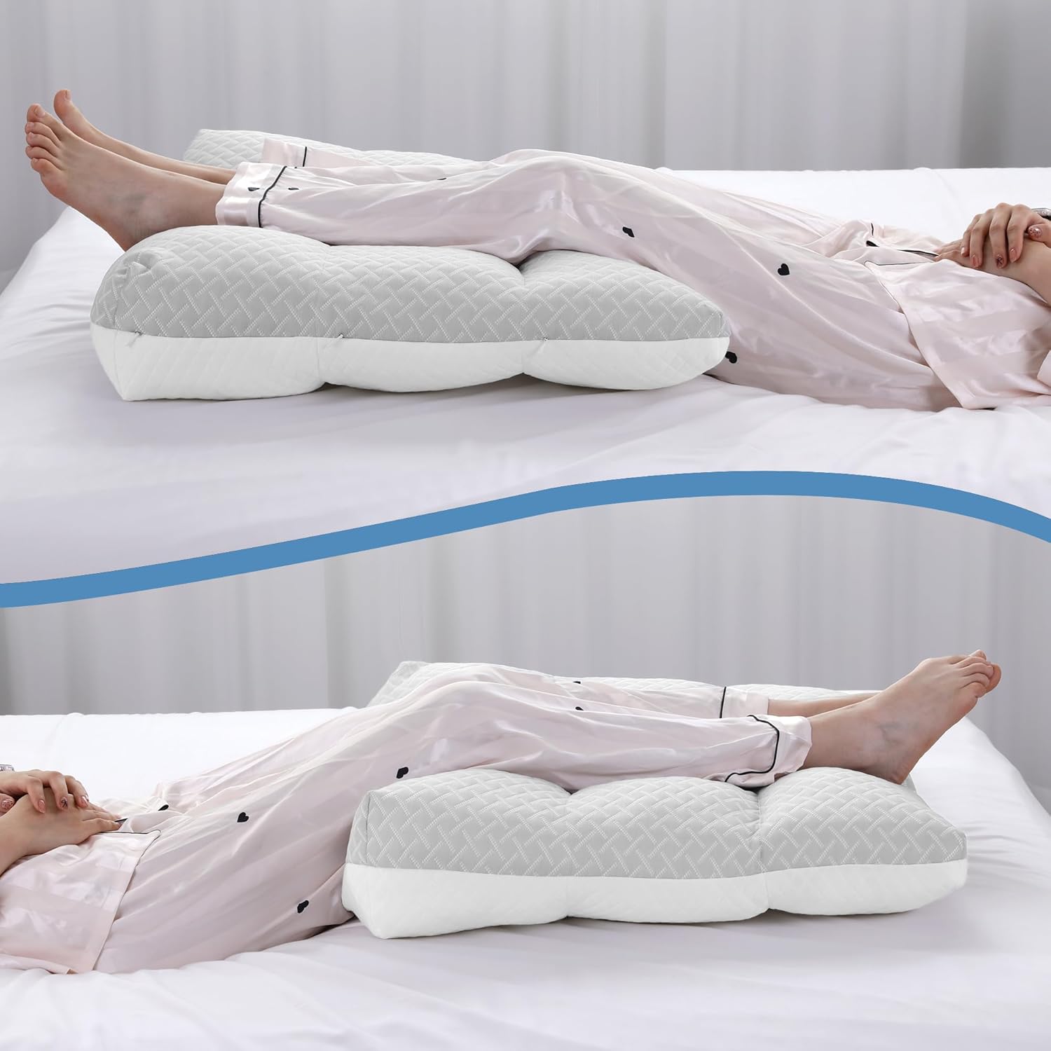 MABOZOO Leg Elevation Pillows, Triangle Height Adjustable Knee Wedge Pillow Bed Wedge for Sleeping, Leg Wedges for Knee Support, Leg Elevation, Knee Hip Back Pain Relief(Gray, 23 * 23 * 6 in)