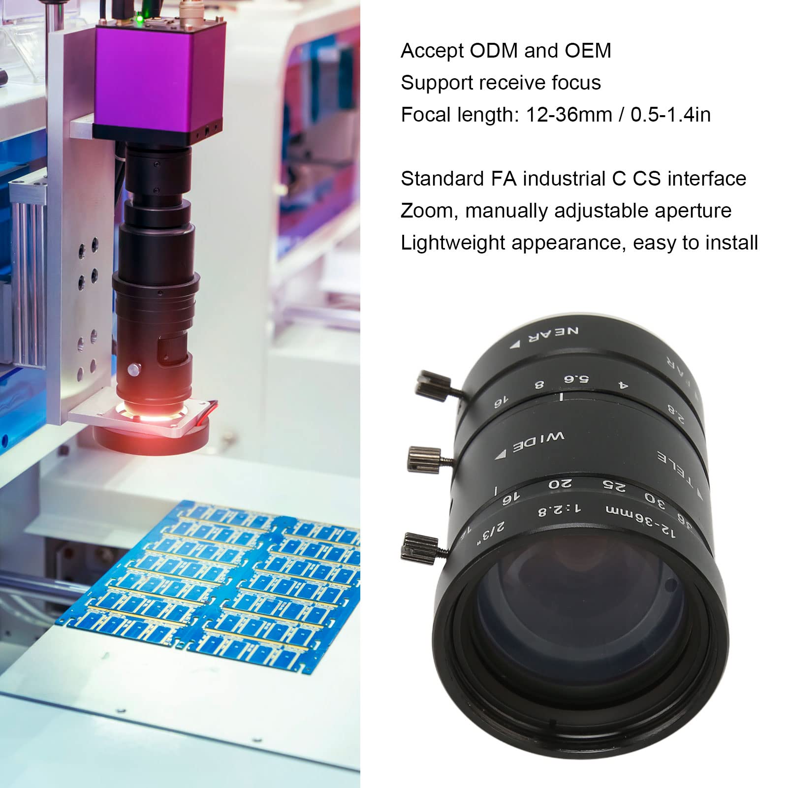 Amazon.co.jp: 8MP 12-36mm F2.8ズームレンズ Cマウント 2/3インチ 低
