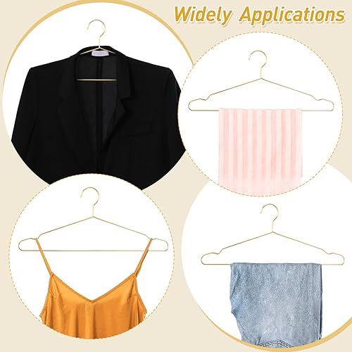 Miniatura 3 de Wesiti Juego de 100 perchas doradas para ahorrar espacio, incluye 50 ganchos de alambre de metal resistente de 17.7 pulgadas con 50 ganchos