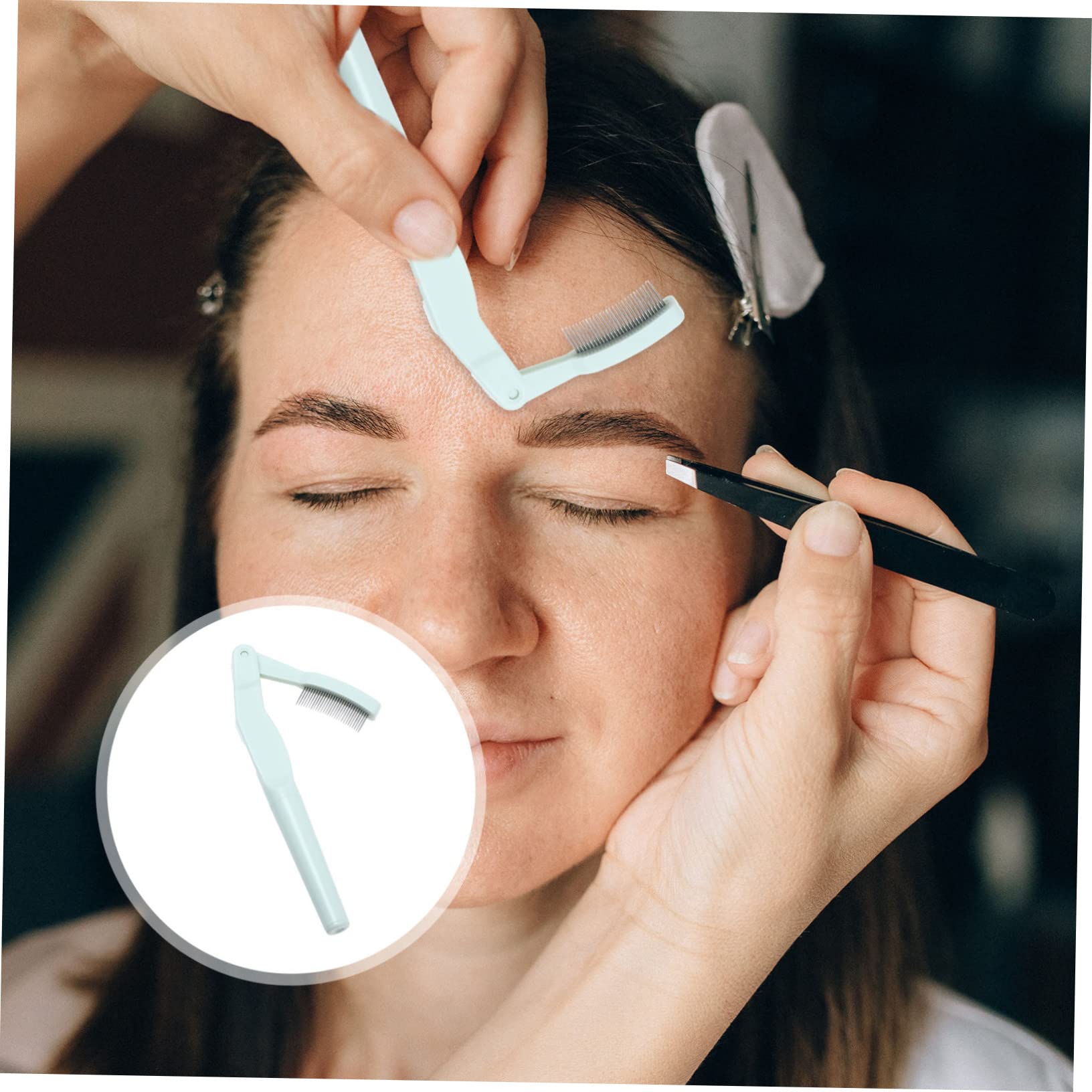 WOFASHPURET Trifold Eyelash Grooming Comb Brush Beauty Tool for Lash Separation Random Color