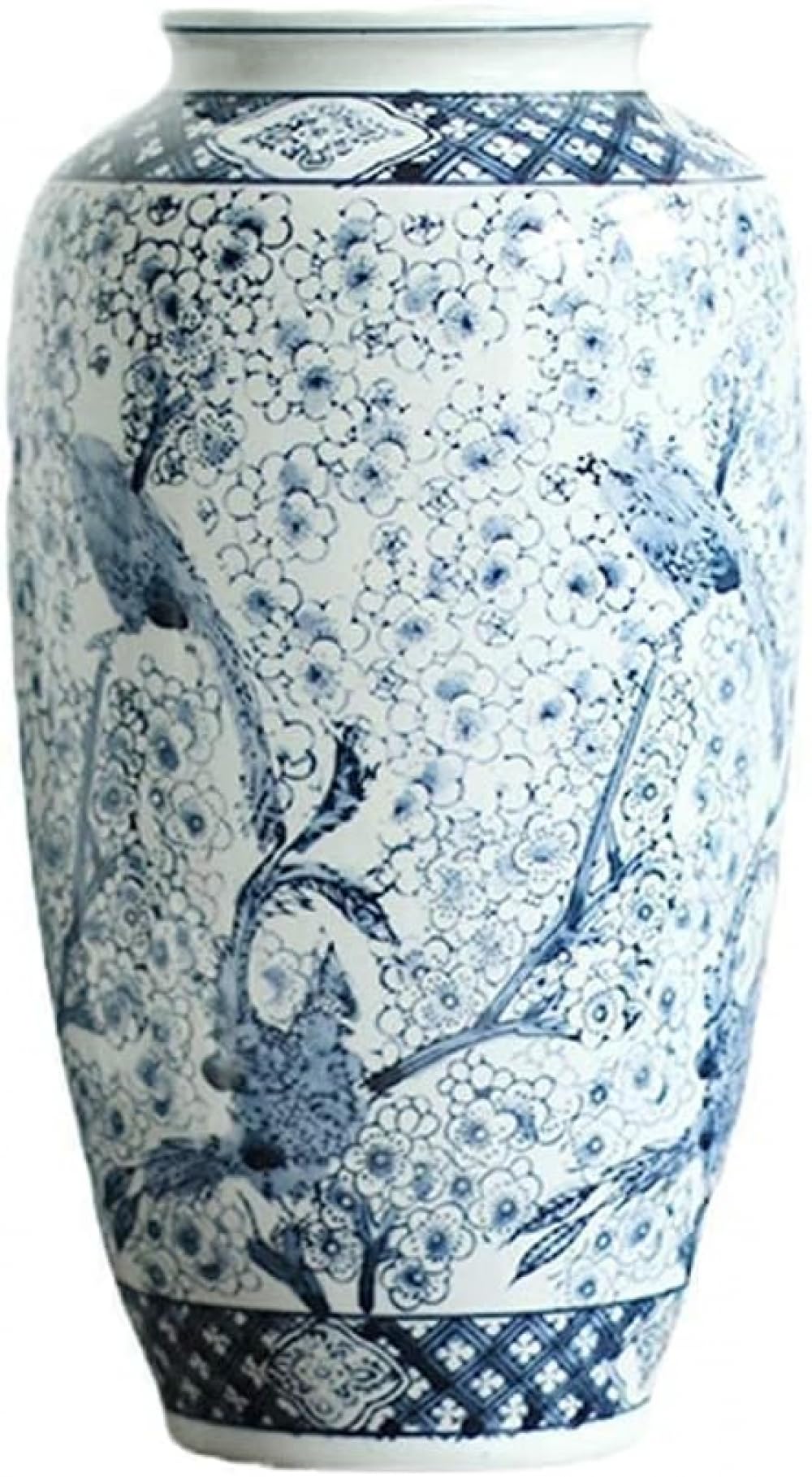 asdchZen Vase Ceramic Vaseceramic D Ceramic Vases For Centerpieces,Decoration Flower Vase,Blue And White Porcelain Ceramic Vase Living Room Decoration Flower Arrangement,One Color-C:High 37 cm