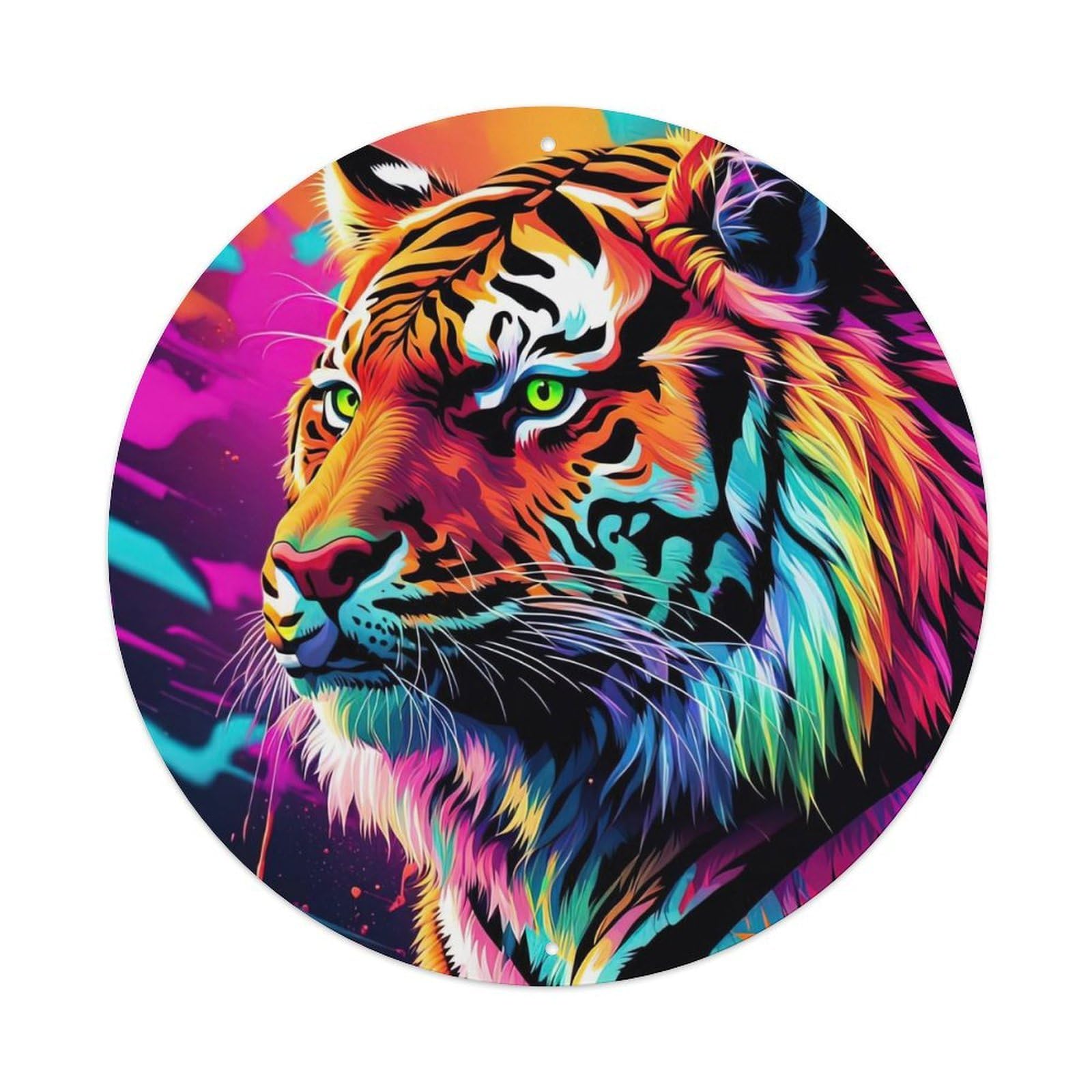 Animal Artwork Looking at The Tiger in The Distance Metal Tin Sign