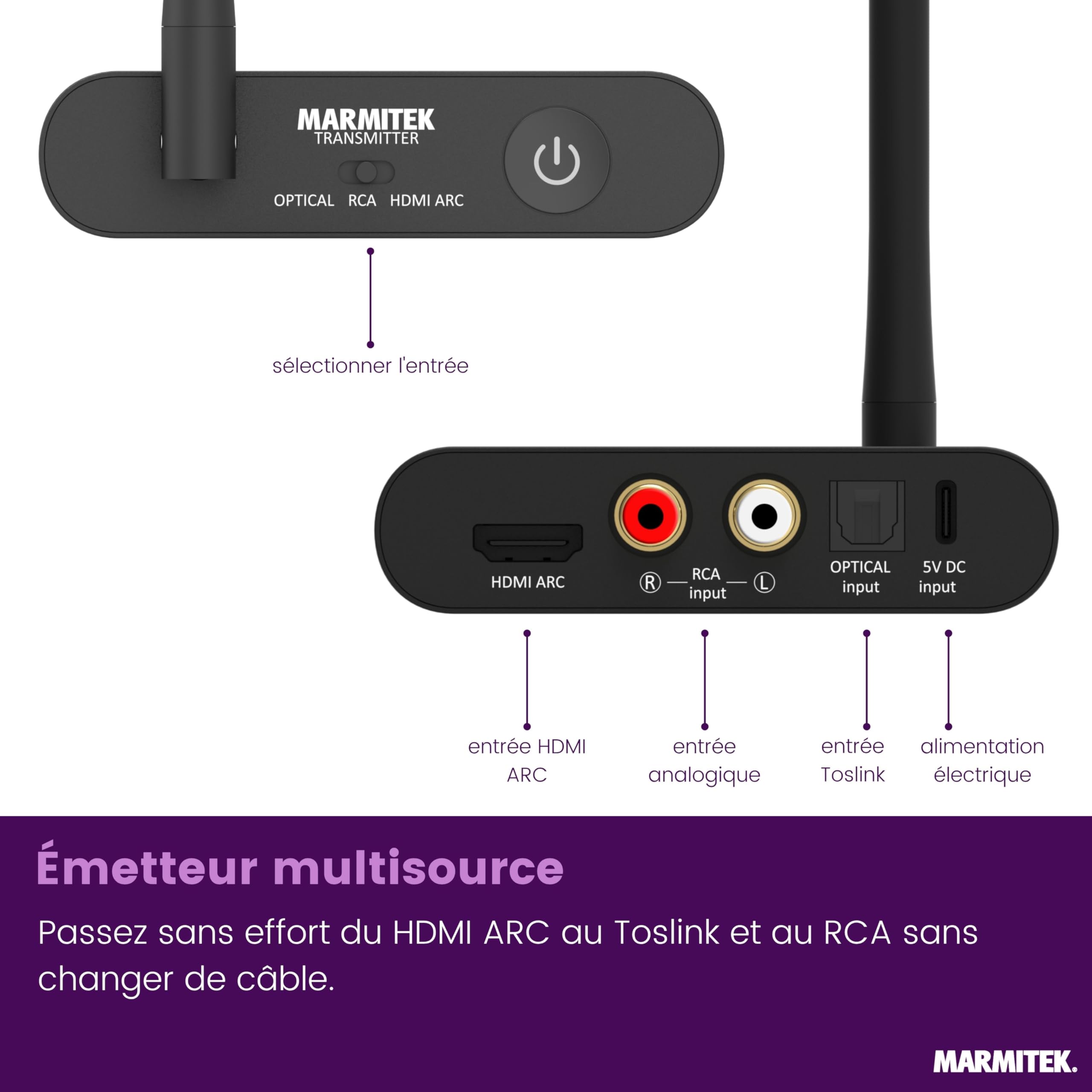 Marmitek Audio Anywhere 730 - Émetteur Audio sans Fil pour TV HDMI Arc