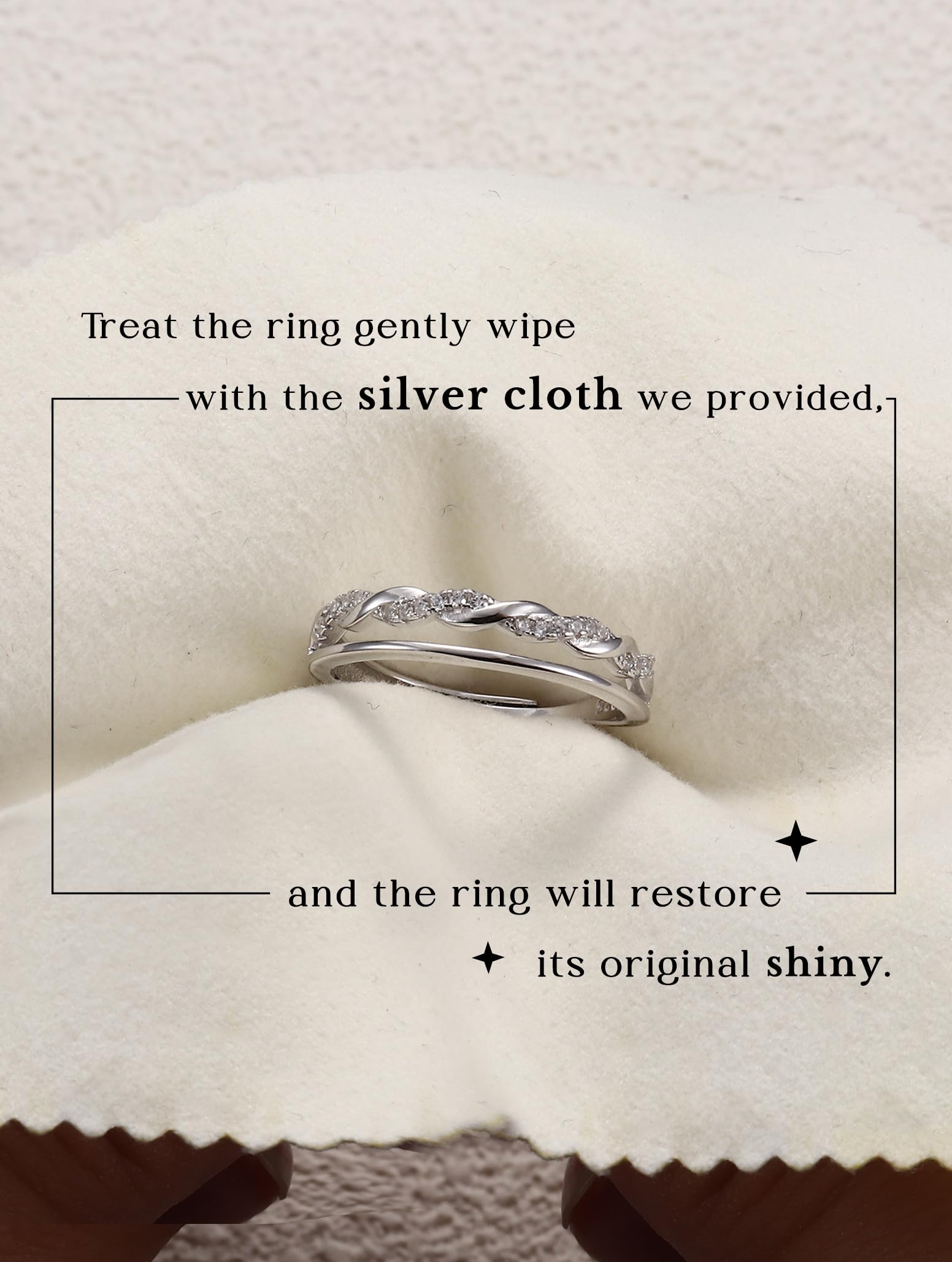 MILACOLATO 925 Bague en Argent Sterling Délicate Torsadée Zircone Cubique éternité Promesse Alliance Bague Bague de pouce Réglable Bague en Or Rose Or Argent Bague pour Femmes Dames Filles