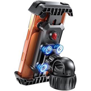 LOXP Anti-Shake Motorcycle Phone Mount - 2026 Dual Vibration Dampener, Universal Bike Phone Holder for iPhone 17/16/15/14/13 Series & Android 4.7-7”, Handlebar Mount for Bicycle/Motorbike/Scooter - Amazon product rated Grade A