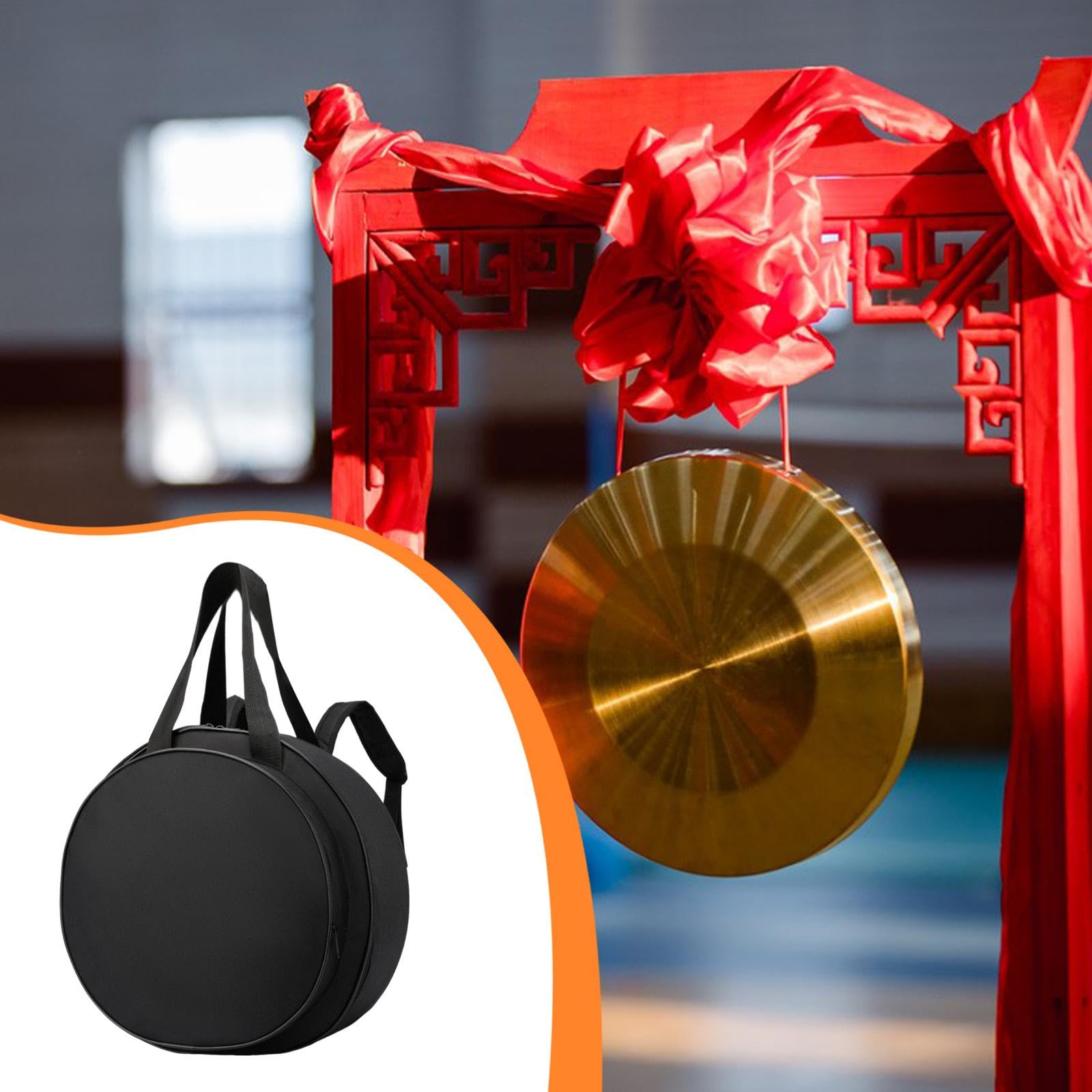 Gongtasche Trommeltasche Handtrommel Aufbewahrungstasche Wasserdicht Gepolstert mit Schultergurt für Proben Auftritte Musikunterricht Transport, Dia 17.7inch