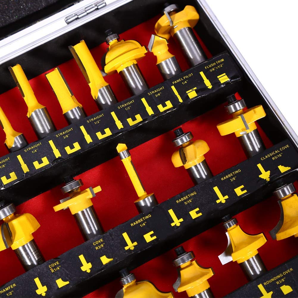 Set di frese per la Lavorazione del Legno, 35 Punte per Fresa con Codolo da 1/2 Pollice Set di Punte per Fresa per la Lavorazione del Legno con Scatola