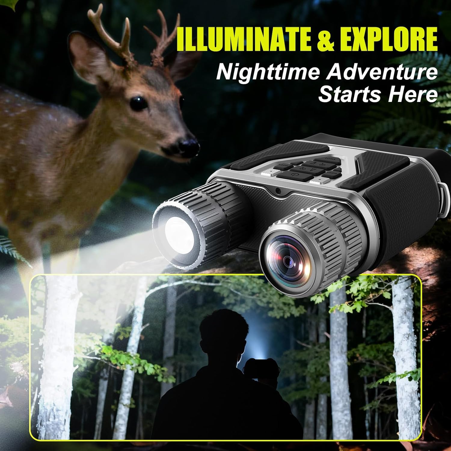 4K Night Vision Goggles 32MP Full-Color Night Vision Binoculars for Adults with 4000mAh High Capacity, 16XZOOM 32GB Card, 3" Screen and 300M Viewing Range for Camping Hunting & Security(Gunmetal Gray) - Image 3