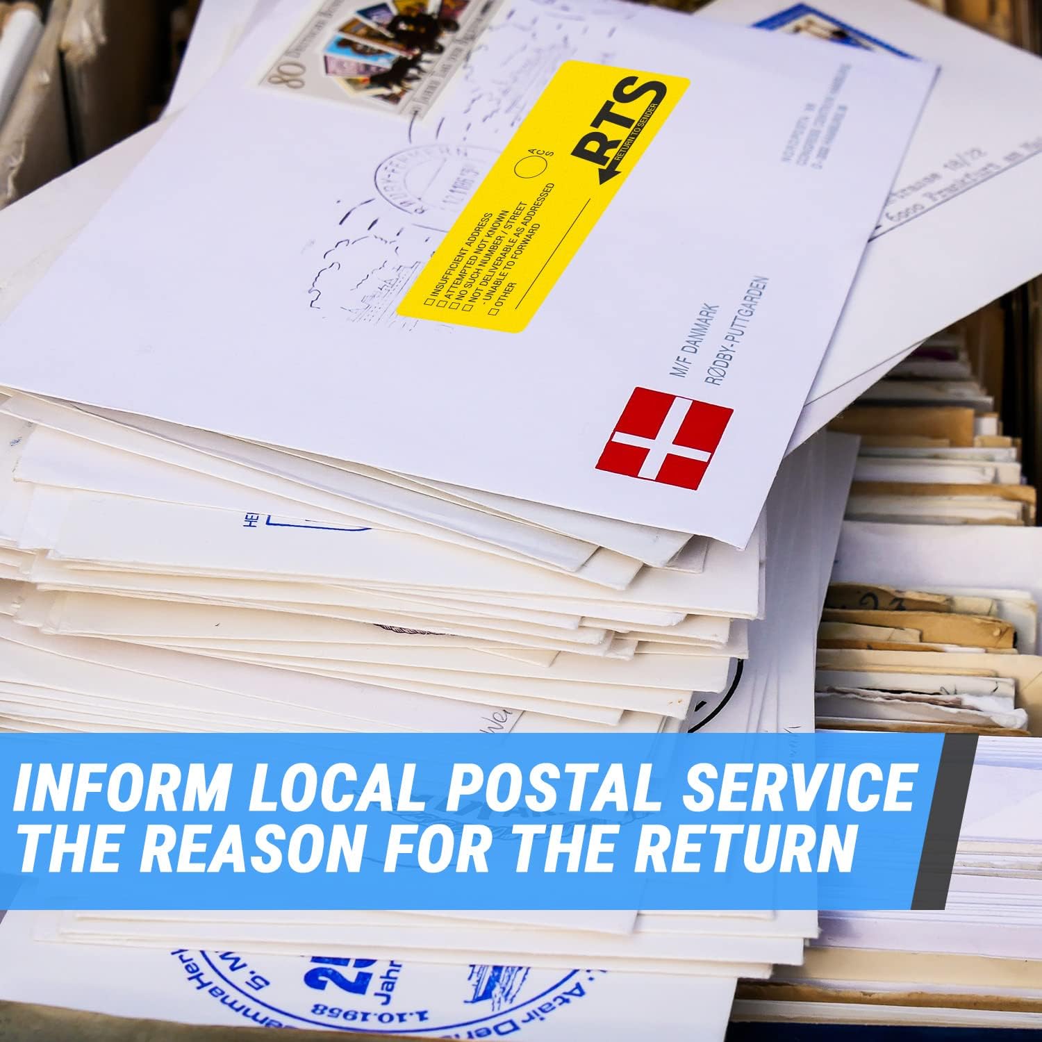 Return to Sender Sticker (4 x 1.5 inch, Yellow - 1200 Labels) Return to Sender Labels with Customization Space ACS Insufficient Address, Attempted Not Known - Not Deliverable as Addressed