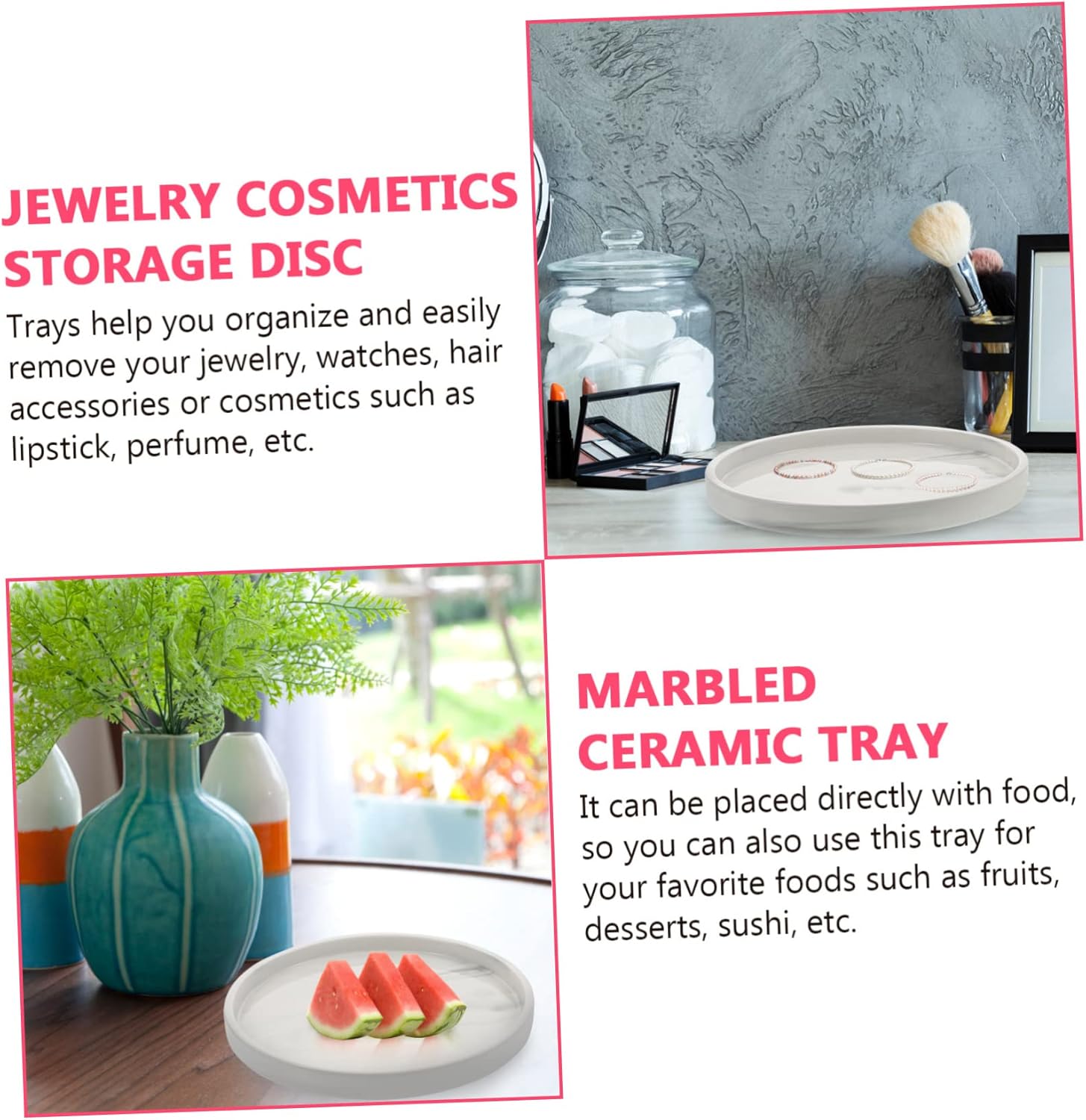 1Pc Marble Pattern Ceramic Jewelry Tray Small Trinket Holder for Storage Organization for Cosmetics Keys Sundries Elegant Decorative Design