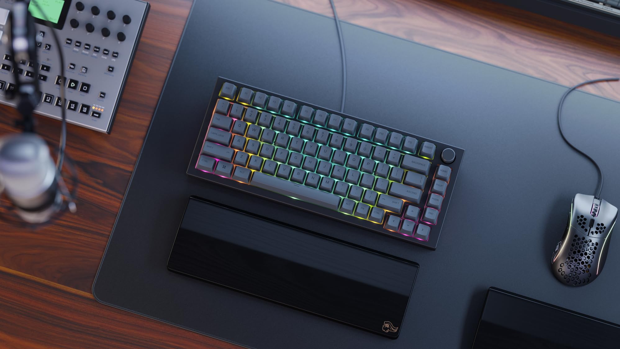 GLORIOUS Reposamuñecas de Madera Fresno Blanco Antisudor Jugar TKL (Onyx)