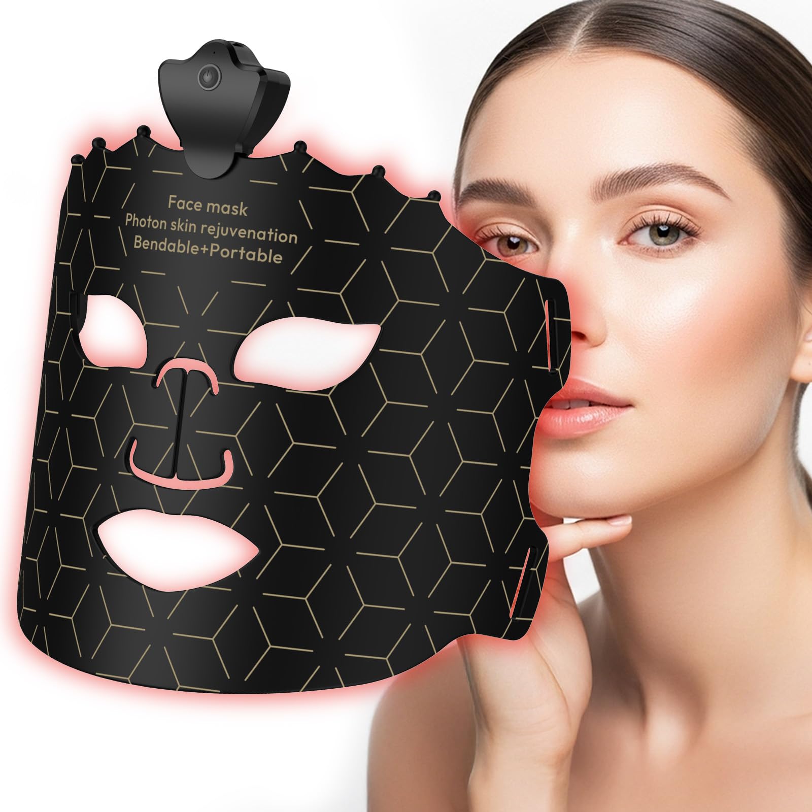 Rkdely Maschera LED Viso 7 Colori, Maschera Viso a Luce Rossa per Stringimento Cutaneo, Controllo Senza Fili con Timer Automatico per Tutti i Tipi di Pelle, Cura della Pelle