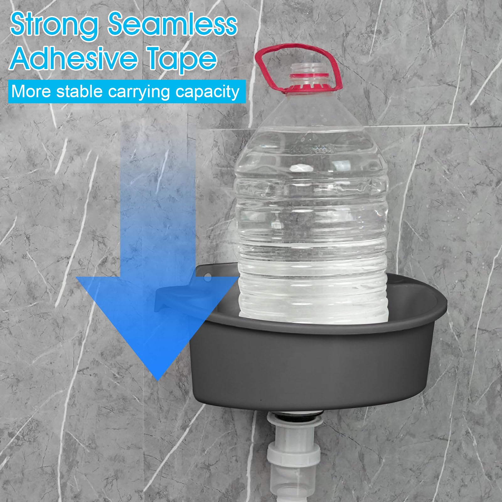 Lavandino in plastica, lavandino con scarico, piccoli lavandini sospesi con accessori di scarico, lavandino per camper per campeggio, giardino, cantina, cantiere WC (Grigio)
