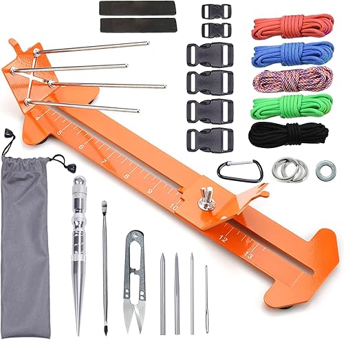 Miniatura 7 de KOKKOYA Kit de plantilla de cuerda de paracaídas 2 en 1, kit de fabricación de pulseras de longitud ajustable, tejido de metal, herramientas de