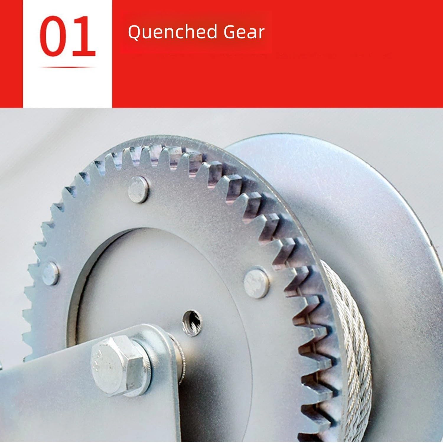 Hardened Steel Gear Marine Winch, 8m Wire Rope Manual Crank Winch withAlloy & Ergonomic Handle for Boat Trailer Workshop (Silver 800LB)