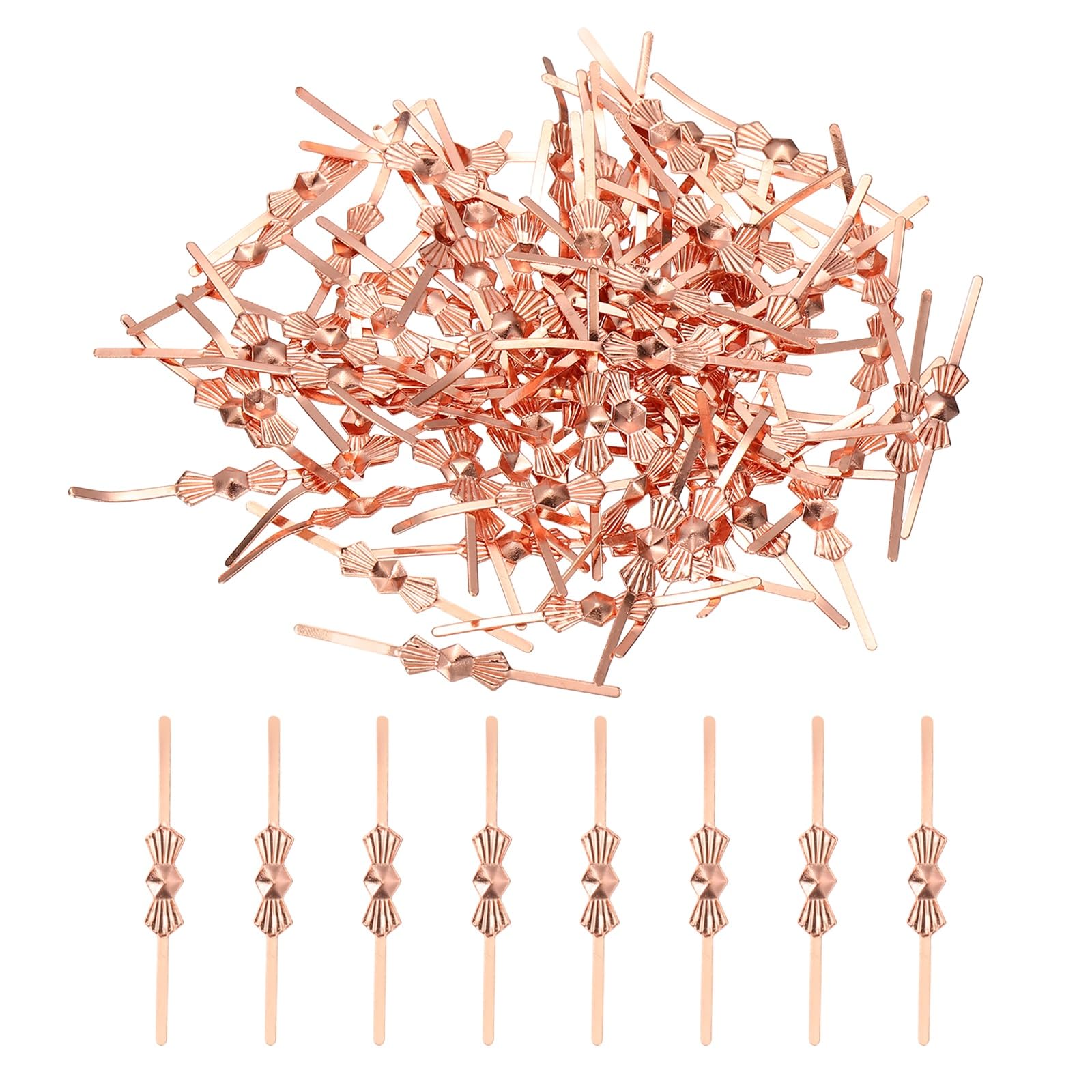 sourcing map 100Pcs Chandelier Connector Clip, 33mm/1.3" Copper Crystal Chandelier Pin, Lamp Connectors Clips Replacement for Fastening Crystals Lamp Ceiling Light Parts, Rose Gold