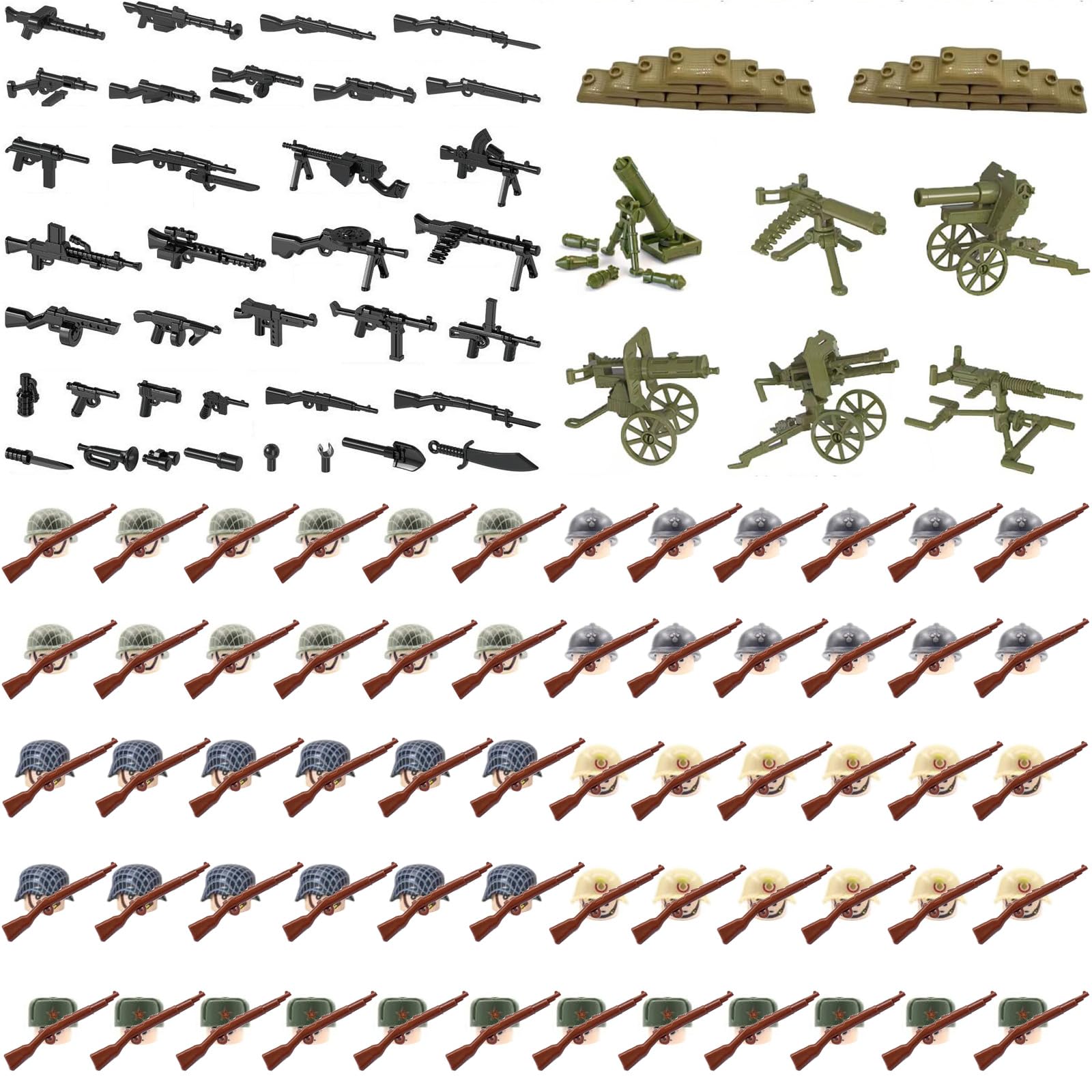 CYSNATU WW2 Building Set Action Figures with Weapon Accessories World War 2 Battle Pack, Idea Gifts for Kids (180 Pcs)