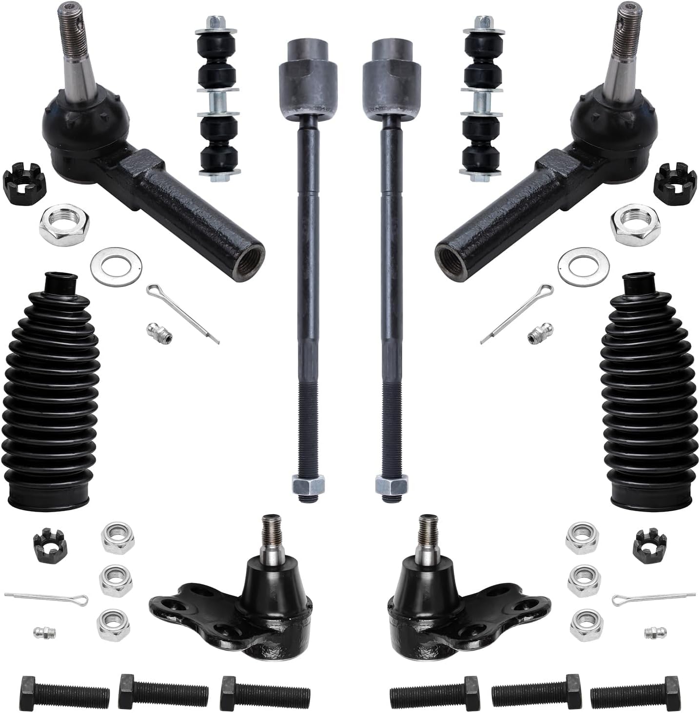 Detroit Axle - Front 10pc Suspension Kit for Chevrolet Malibu Classic Oldsmobile Alero Cutlass Pontiac Grand Am, Lower Ball Joints Tie Rod Ends Sway Bar End Links Boots + Bellows Replacement