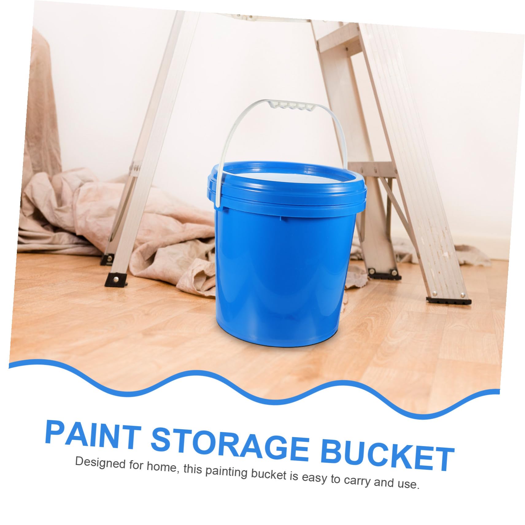 Cubo de Pintura de 10 litros con Tapa para Almacenamiento Diario | Hdpe Azul, Resiste Aceite y Mantiene la Forma, Acabado Chic y Aspecto Bonito