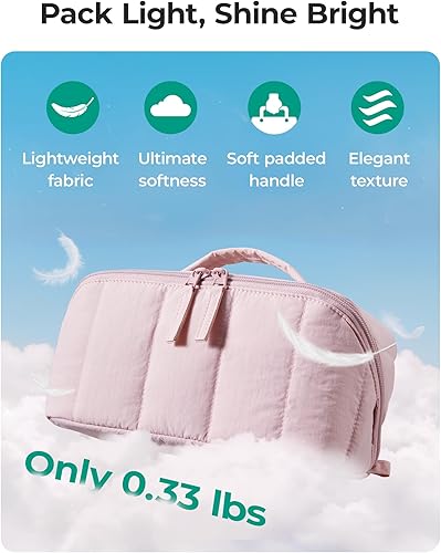 Miniatura 4 de BAGSMART Bolsa de Maquillaje de Viaje para Mujeres, Estuche Cosmético Portátil Resistente al Agua, Organizador de Maquillaje Acolchado Abultado,