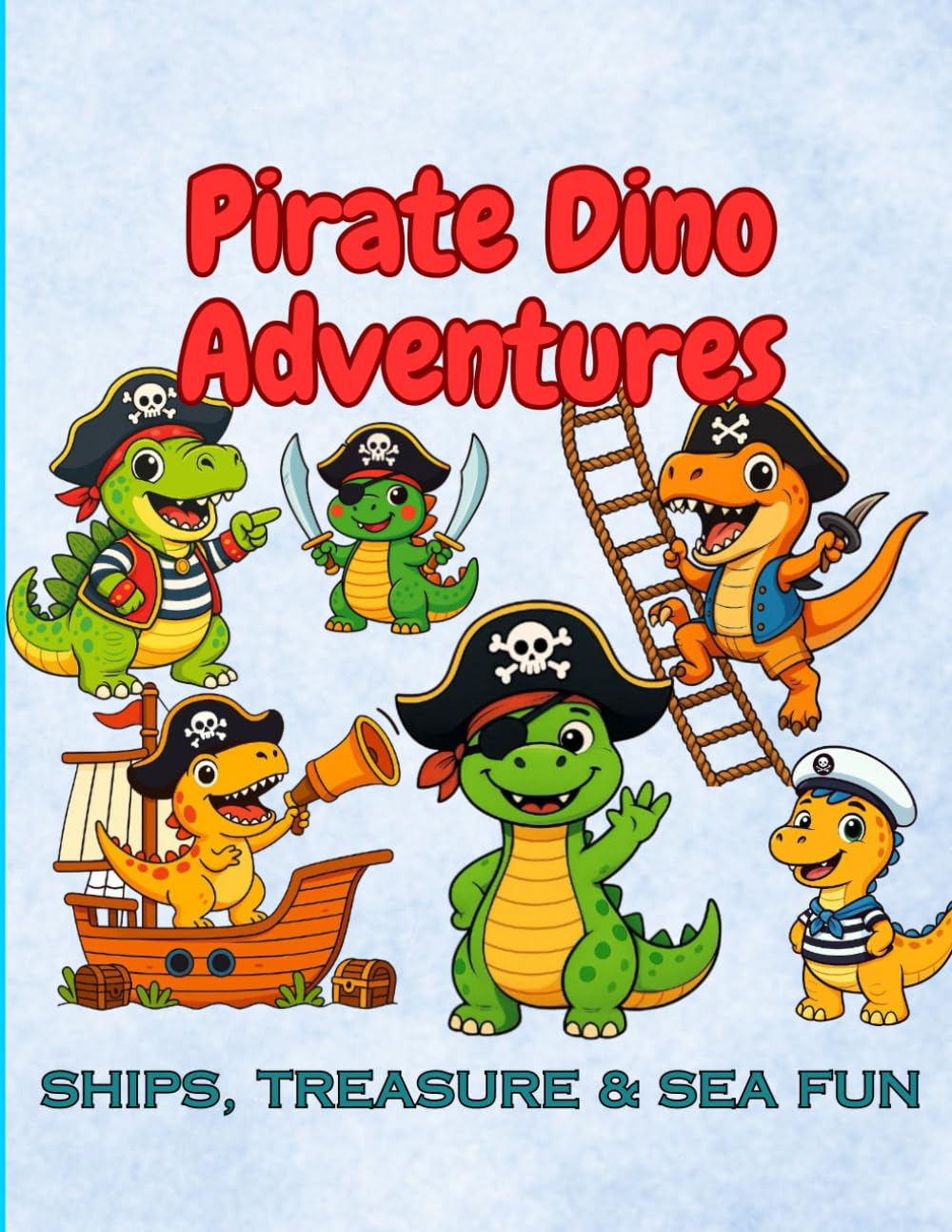 Pirate Dino Adventures – Ships, Treasure & Sea Fun, Dinosaurs, Pirates, and Treasure Hunts Coloring Book: Fun Dino Pirate Adventures for Kids Ages ... Dino World - A Fun Coloring Book For Kids)