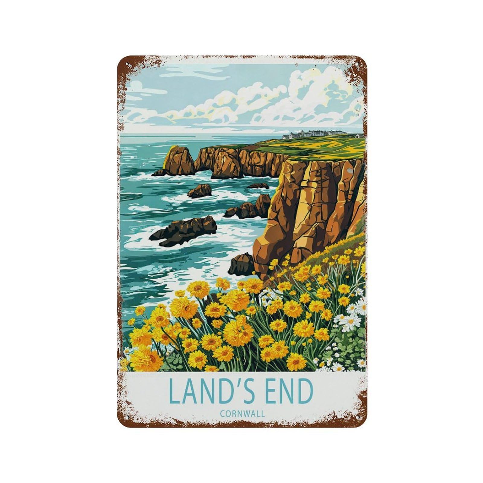 xiaoxiaoshen Land's End Corn Travel England Personalised Gif (2) Wall Decor Art Metal Tin Poster Modern Home Decor Art Home Bar Shop Decorations Vintage Sign 30x20cm