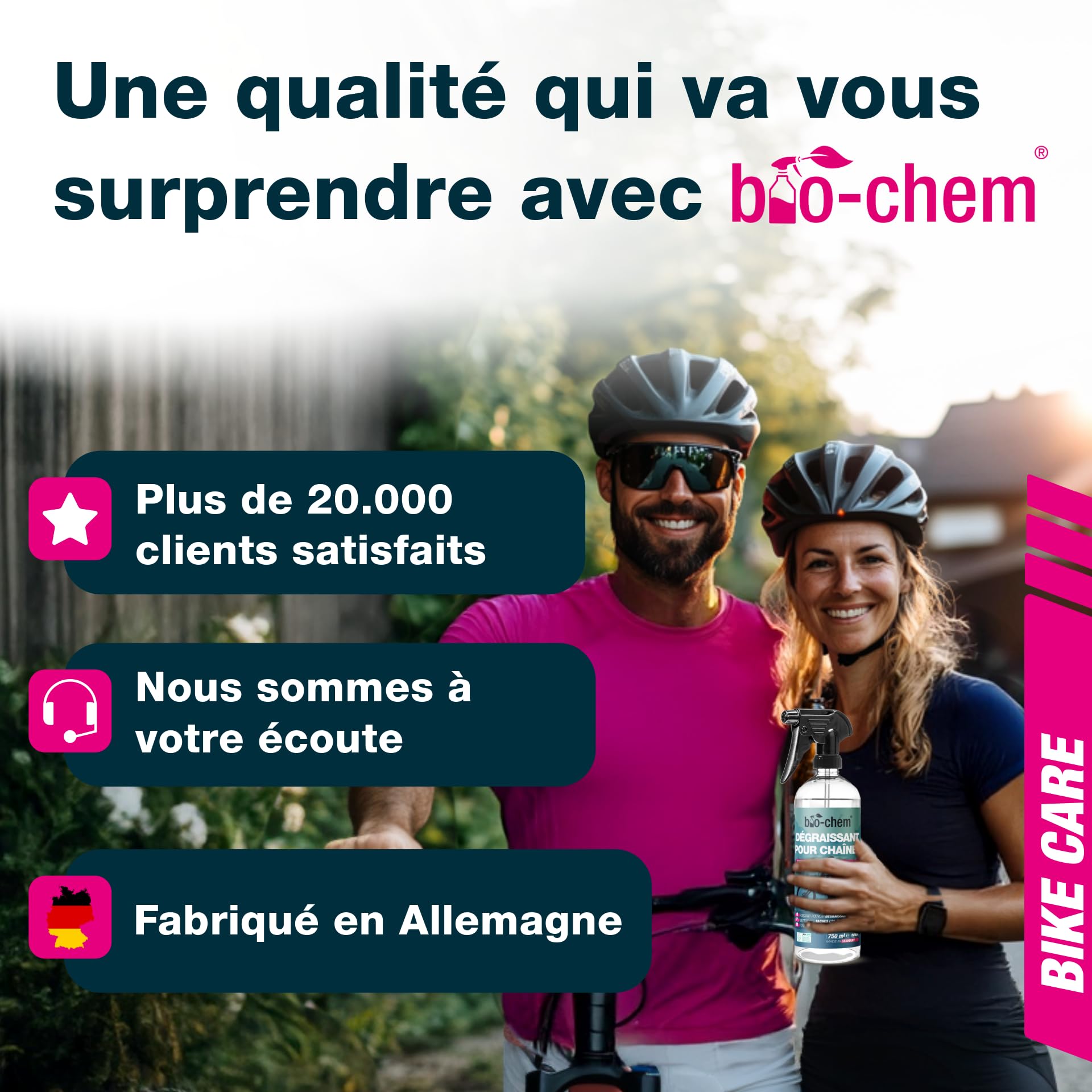 bio-chem Kit 9 produits d'entretien et nettoyage vélo, vtt + accessoires | Produits nettoyants d'entretien du cadre velo route, chaine vtt - Accessoires inclus - Boite de rangement incluse